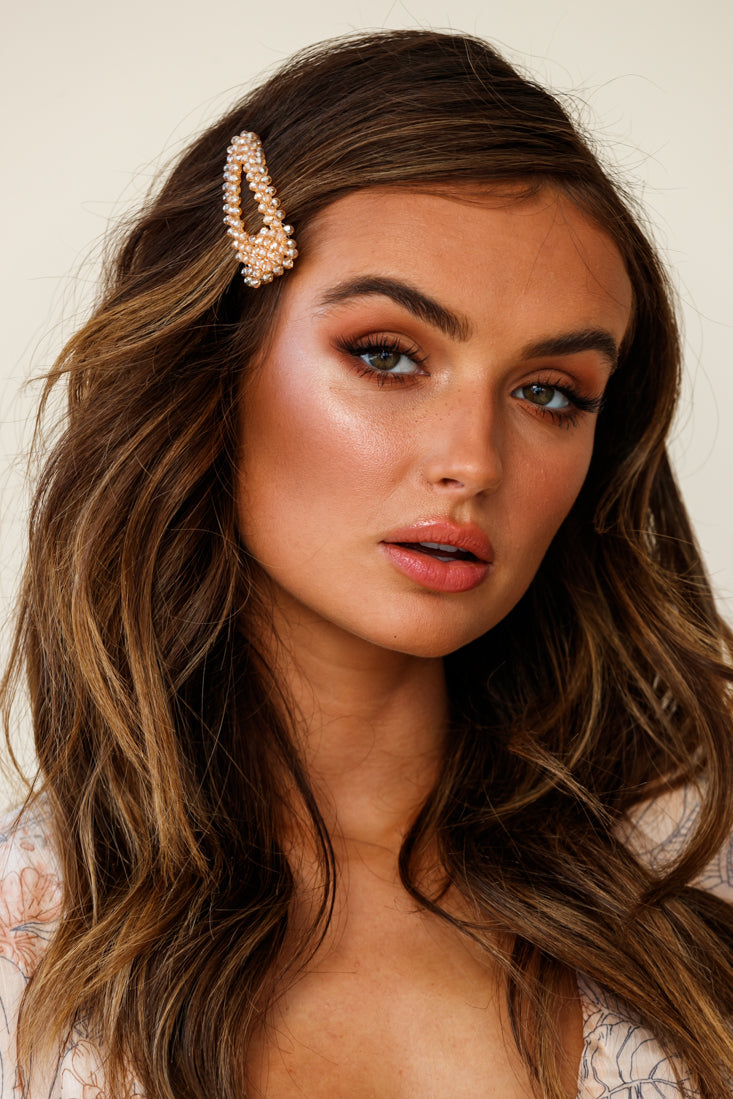 Tilly Beaded Oversized Barrette Champagne by Selfie Leslie