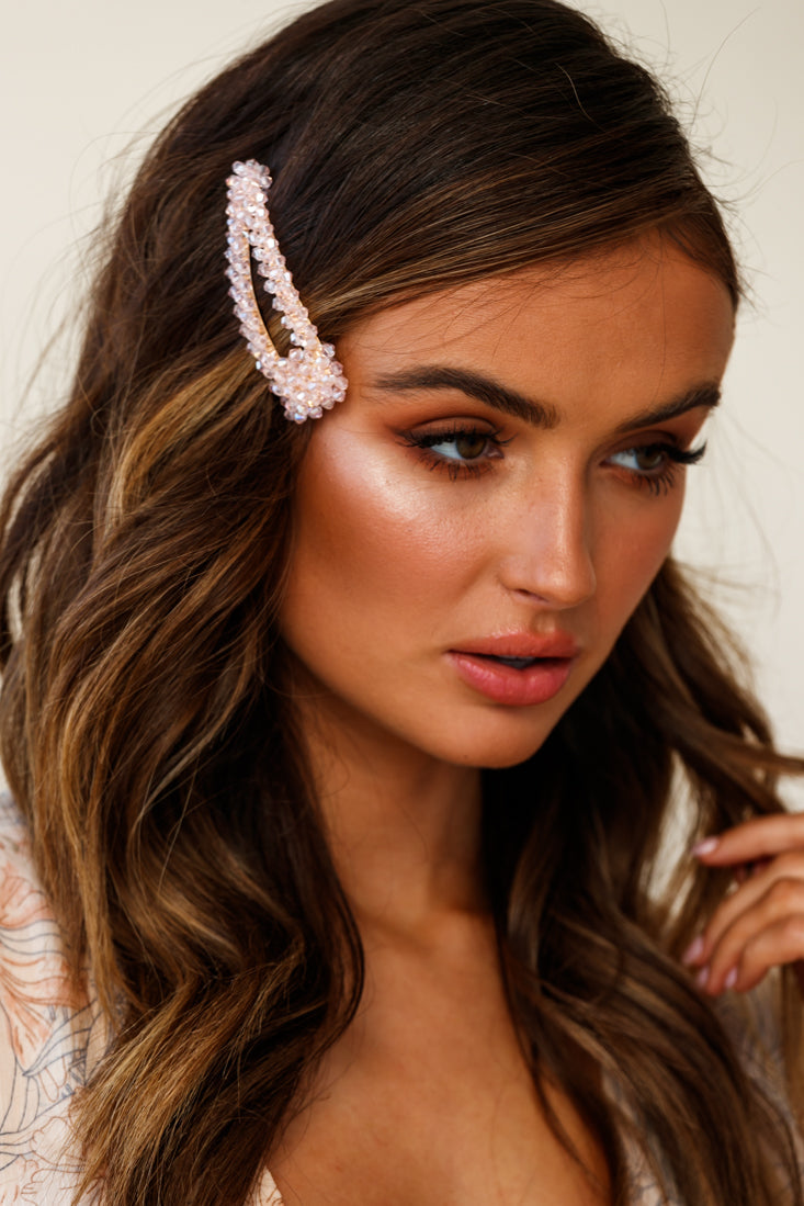 Tilly Beaded Oversized Barrette Pink by Selfie Leslie