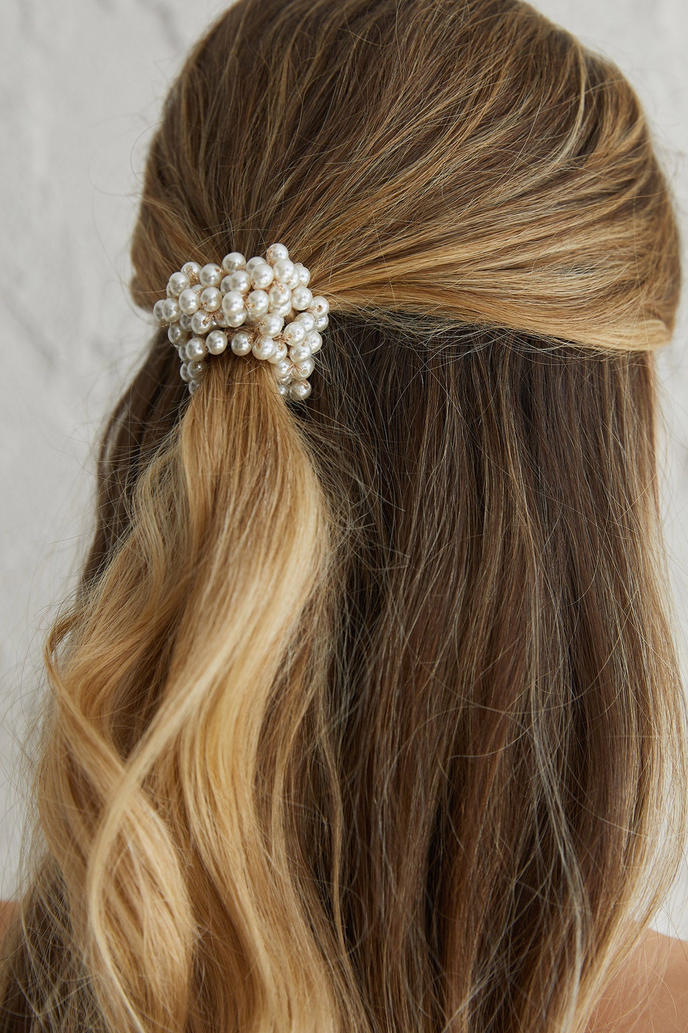 Carina Pearl & Satin Bow Hair Tie White by Selfie Leslie