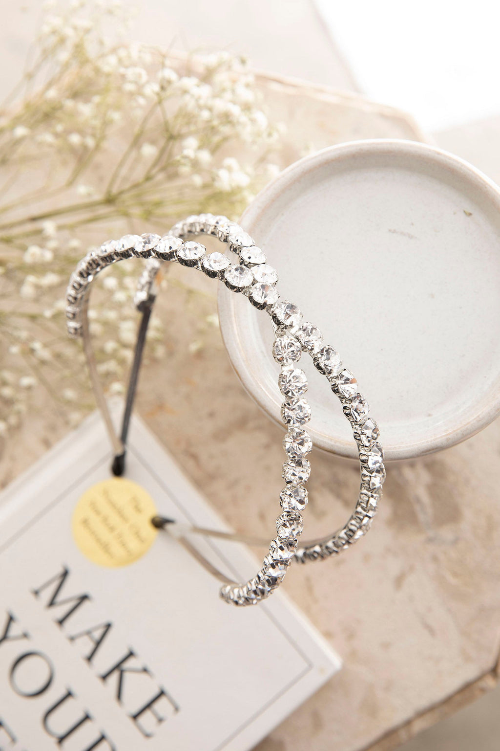 Silver Screen Rhinestone Headband Silver by Selfie Leslie