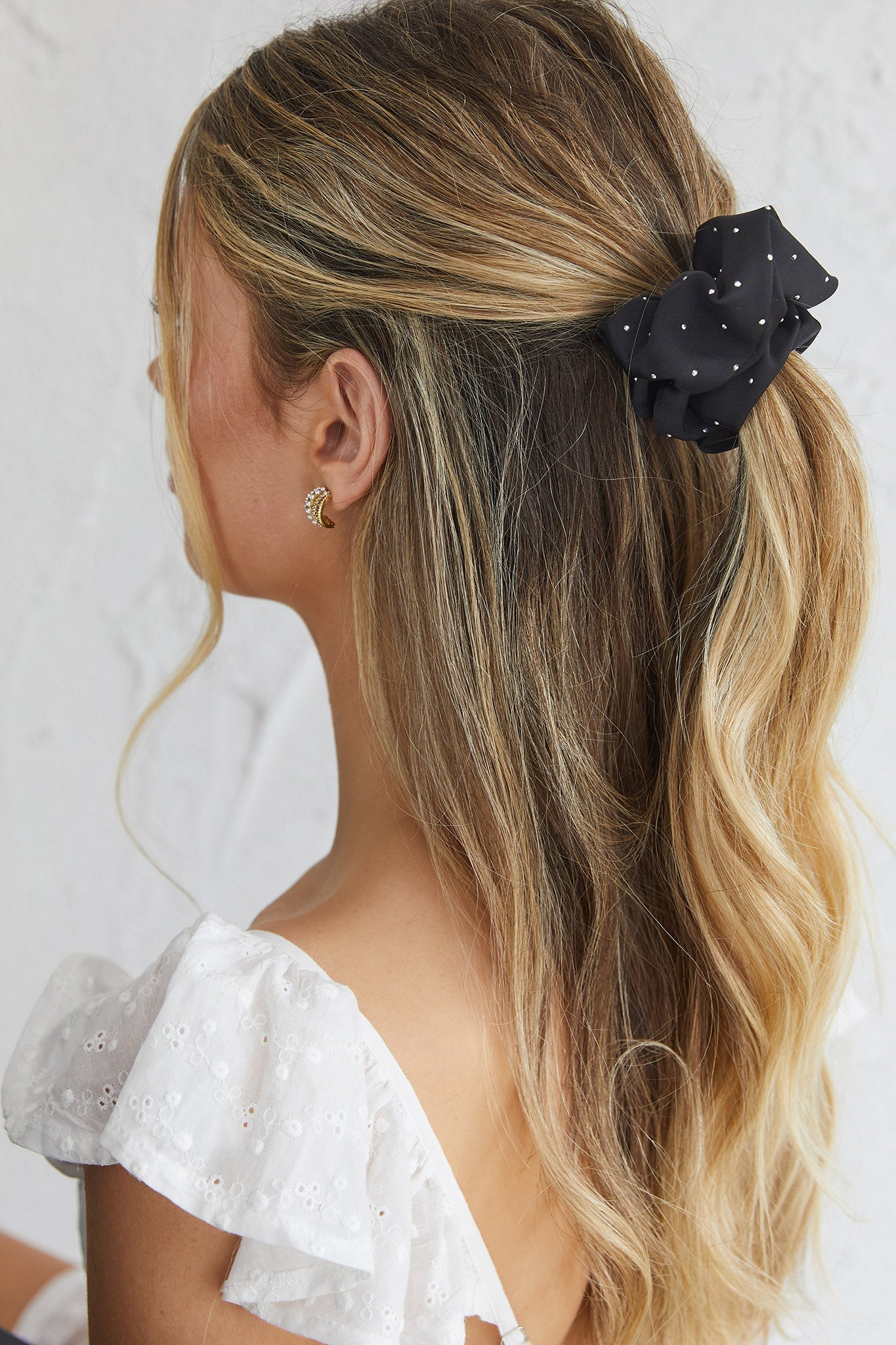 City Lights Embellished Scrunchie Black by Selfie Leslie