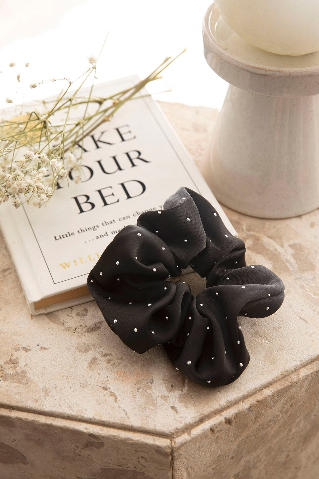 City Lights Embellished Scrunchie Black by Selfie Leslie