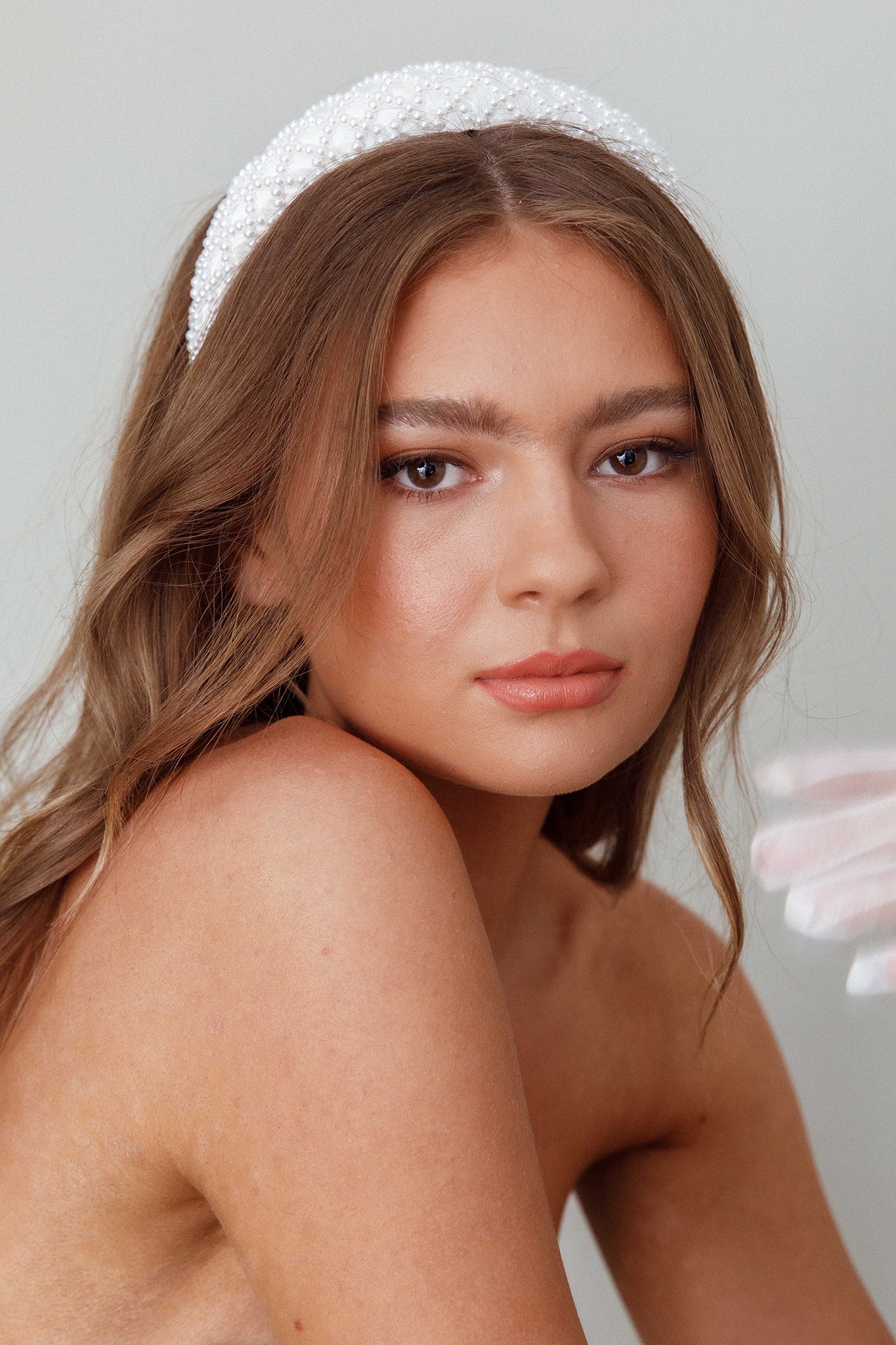 Suede Pearl Headband White by Selfie Leslie Australia