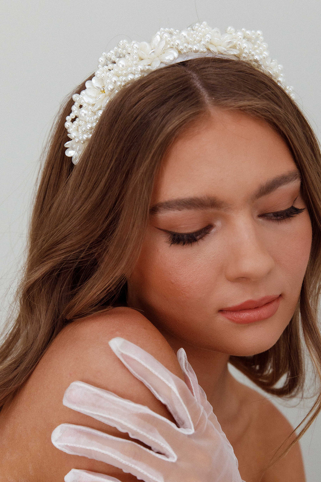 Floral Pearl Wide Headband White by Selfie Leslie Australia