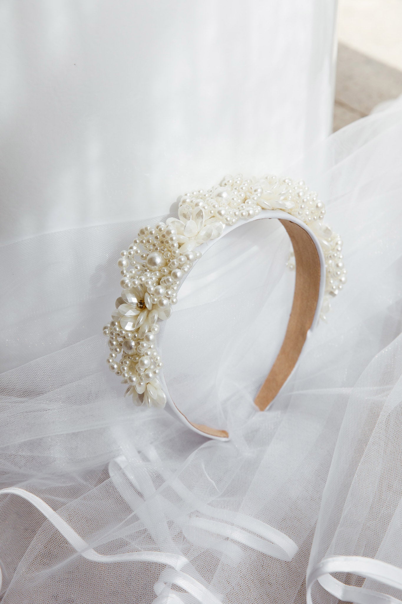 Floral Pearl Wide Headband White by Selfie Leslie Australia