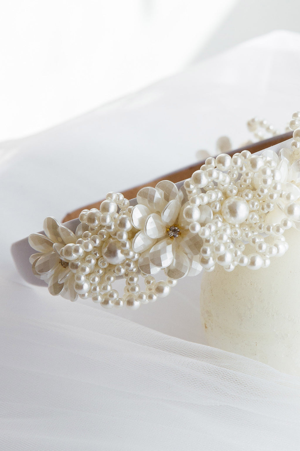 Floral Pearl Wide Headband White by Selfie Leslie Australia