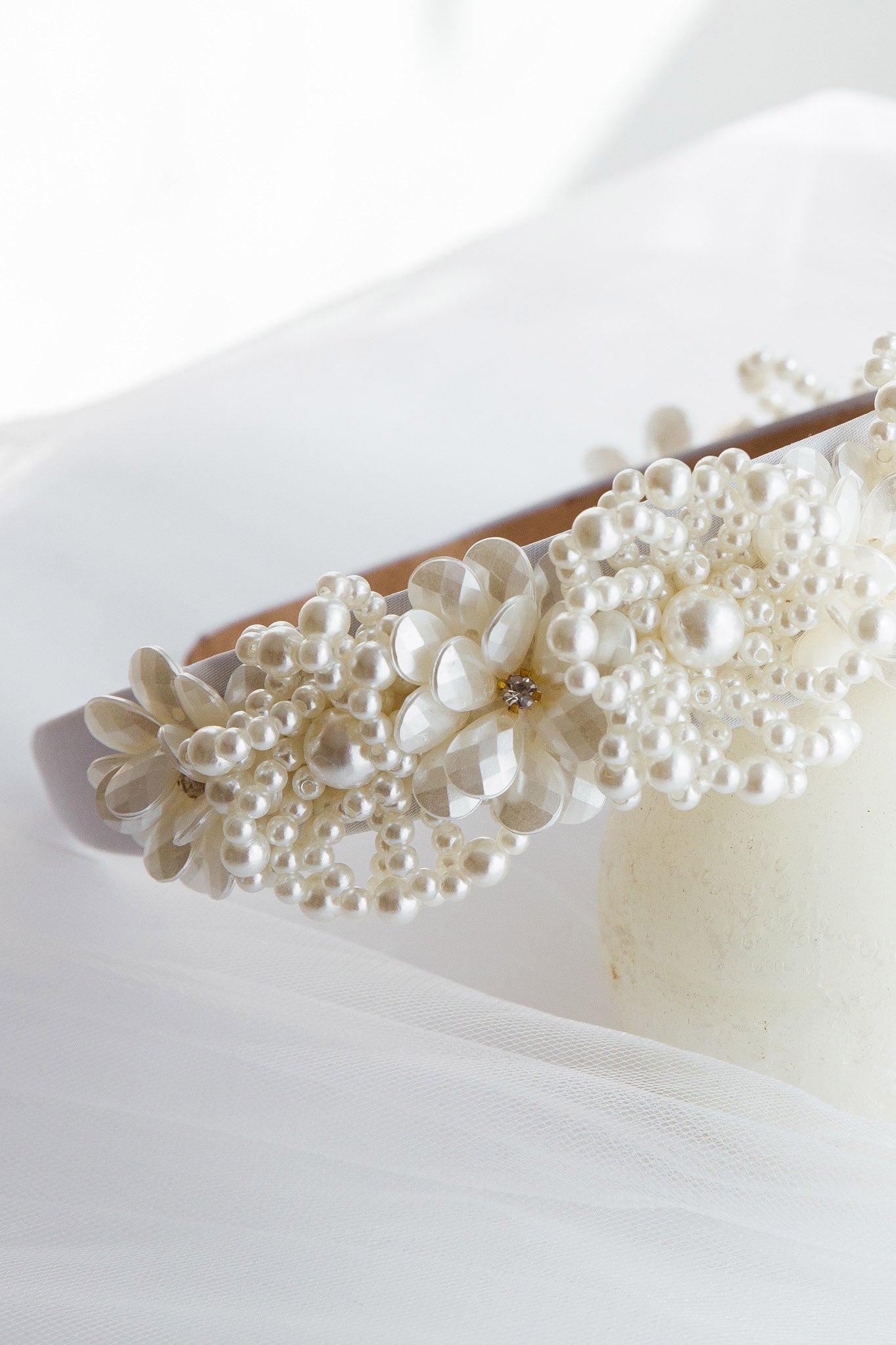 Floral Pearl Wide Headband White by Selfie Leslie Australia