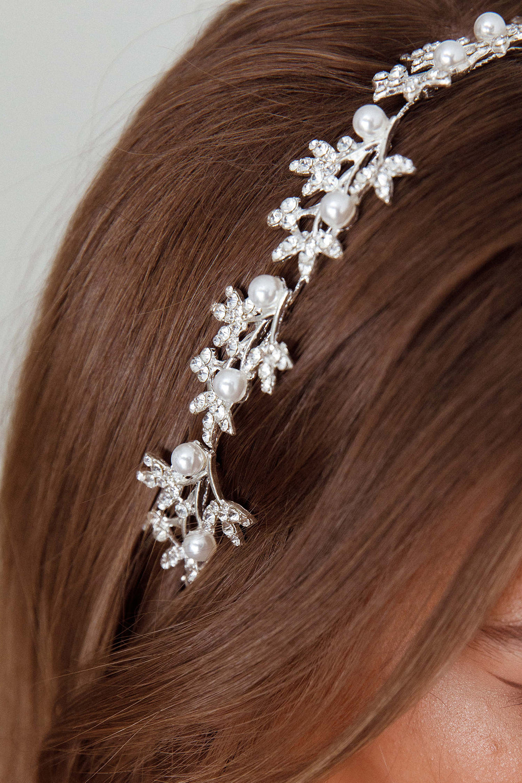 Leaves & Pearl Wire Headband Silver by Selfie Leslie Australia