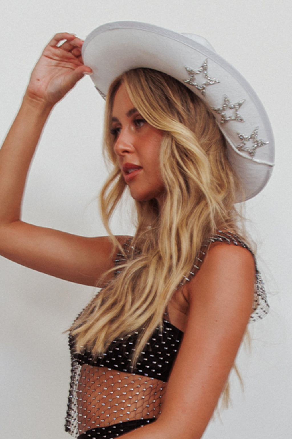 Bobby Rhinestone Star Cowboy Hat White by Selfie Leslie Australia