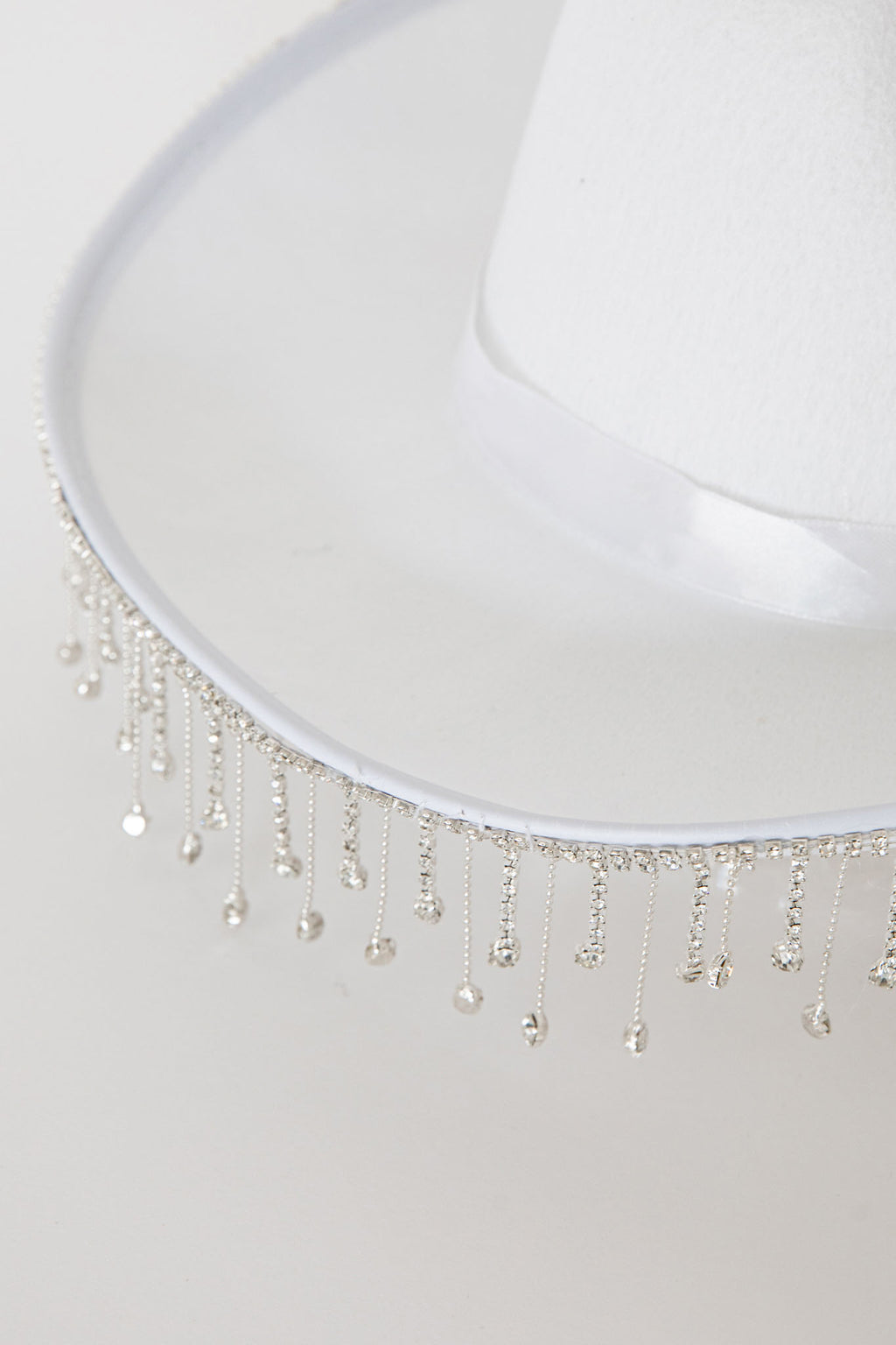 Dolly Diamante Fringe Cowboy Hat White by Selfie Leslie Australia