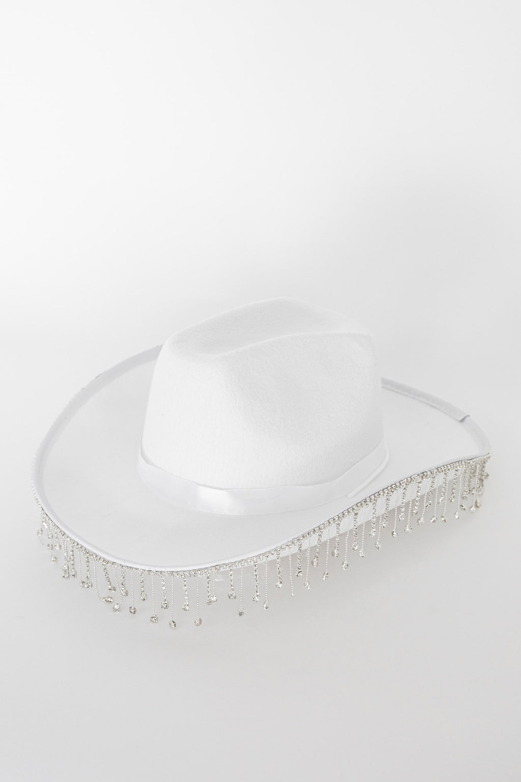 Dolly Diamante Fringe Cowboy Hat White by Selfie Leslie Australia