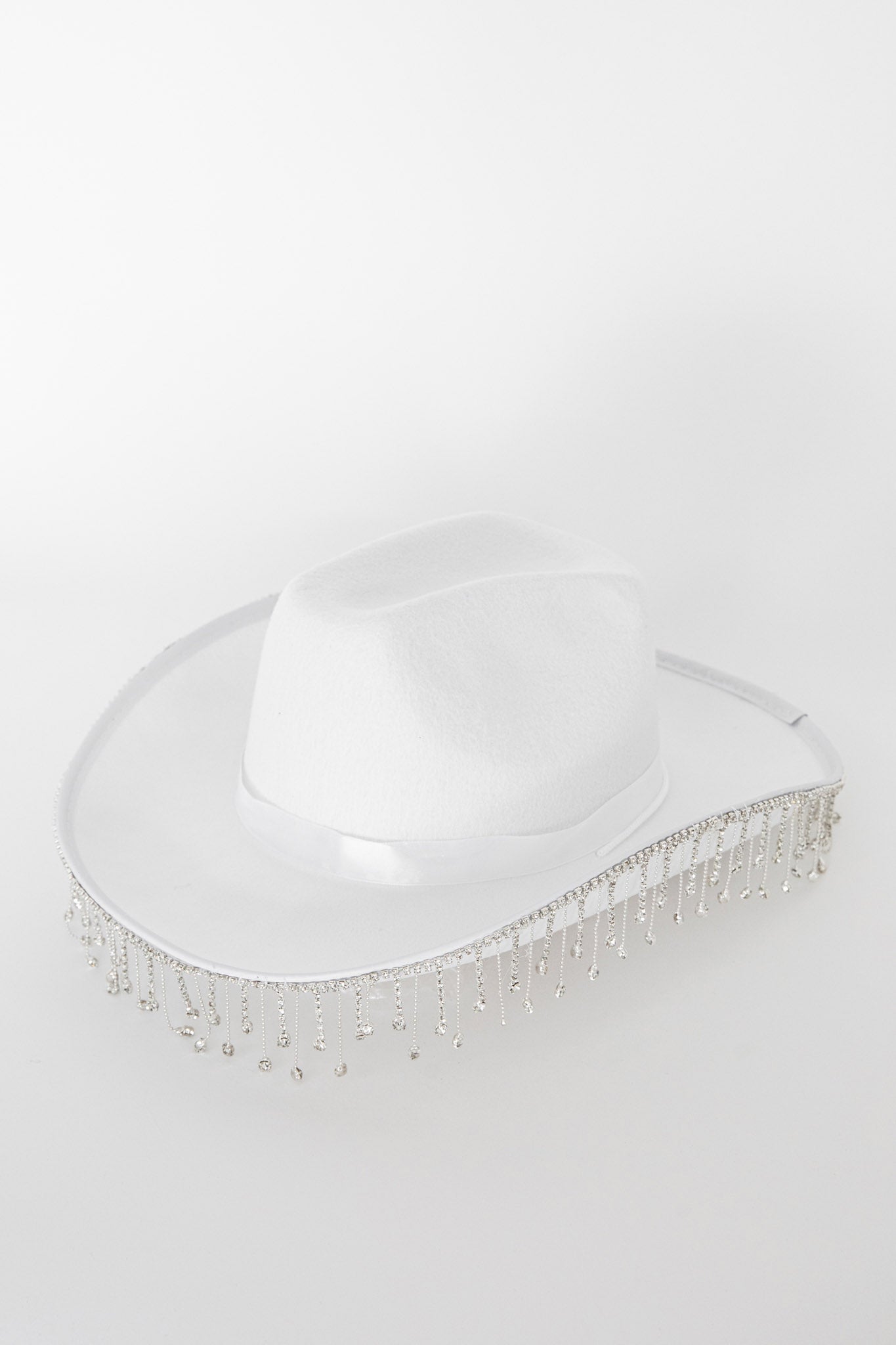 Dolly Diamante Fringe Cowboy Hat White by Selfie Leslie Australia