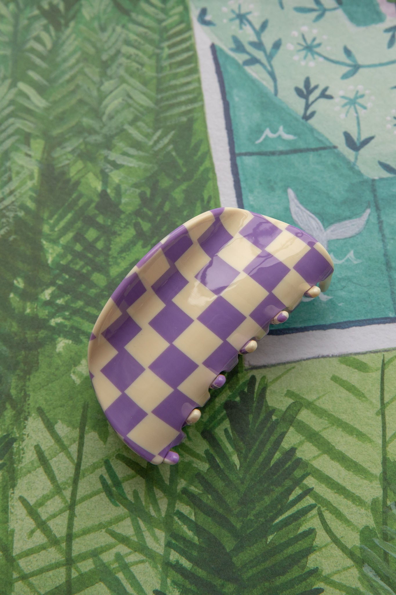 Kitsch Checkered Hair Clip Purple by Selfie Leslie Australia