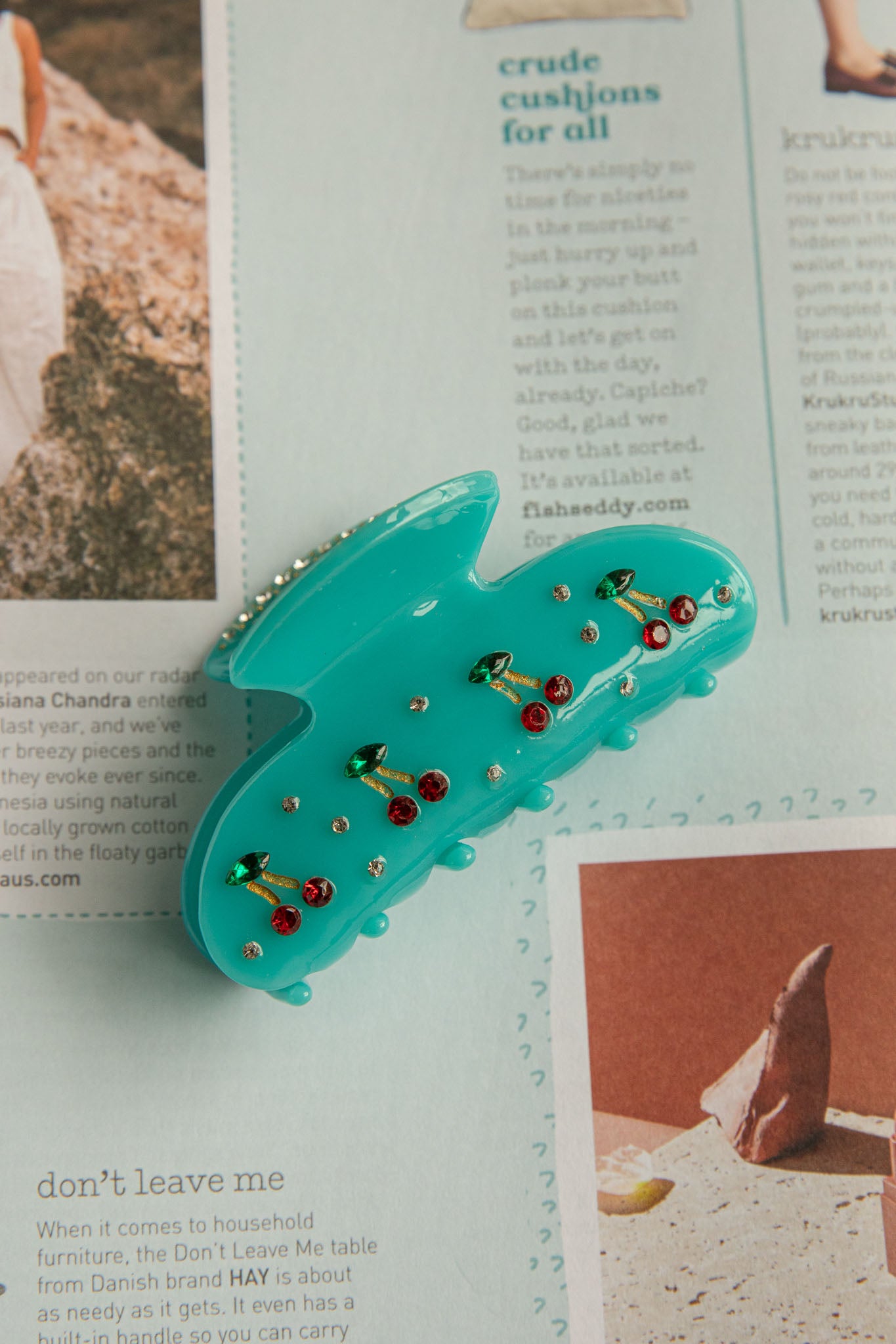 Cherry Pie Hair Clip Blue by Selfie Leslie Australia