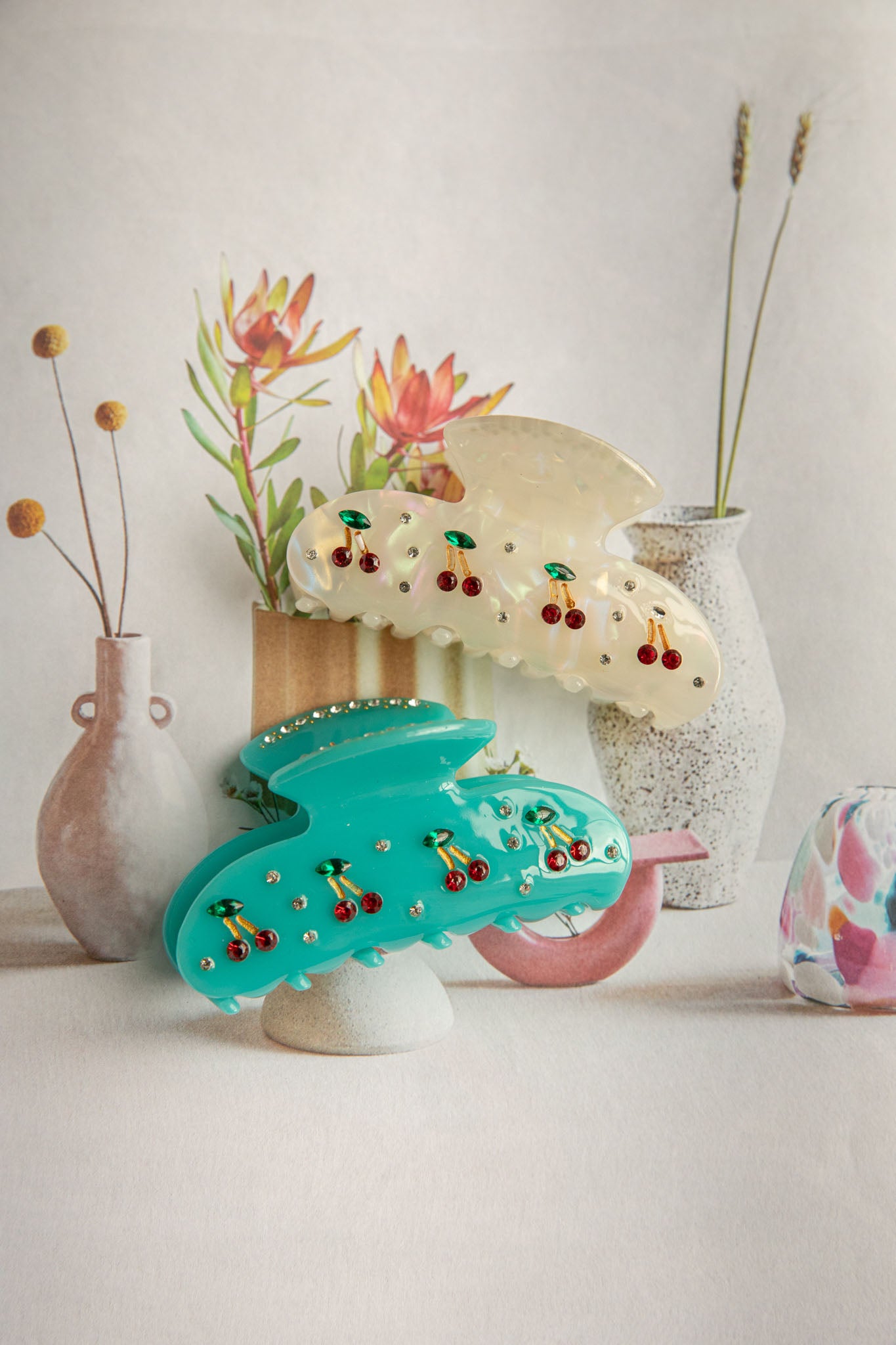 Cherry Pie Hair Clip Blue by Selfie Leslie Australia