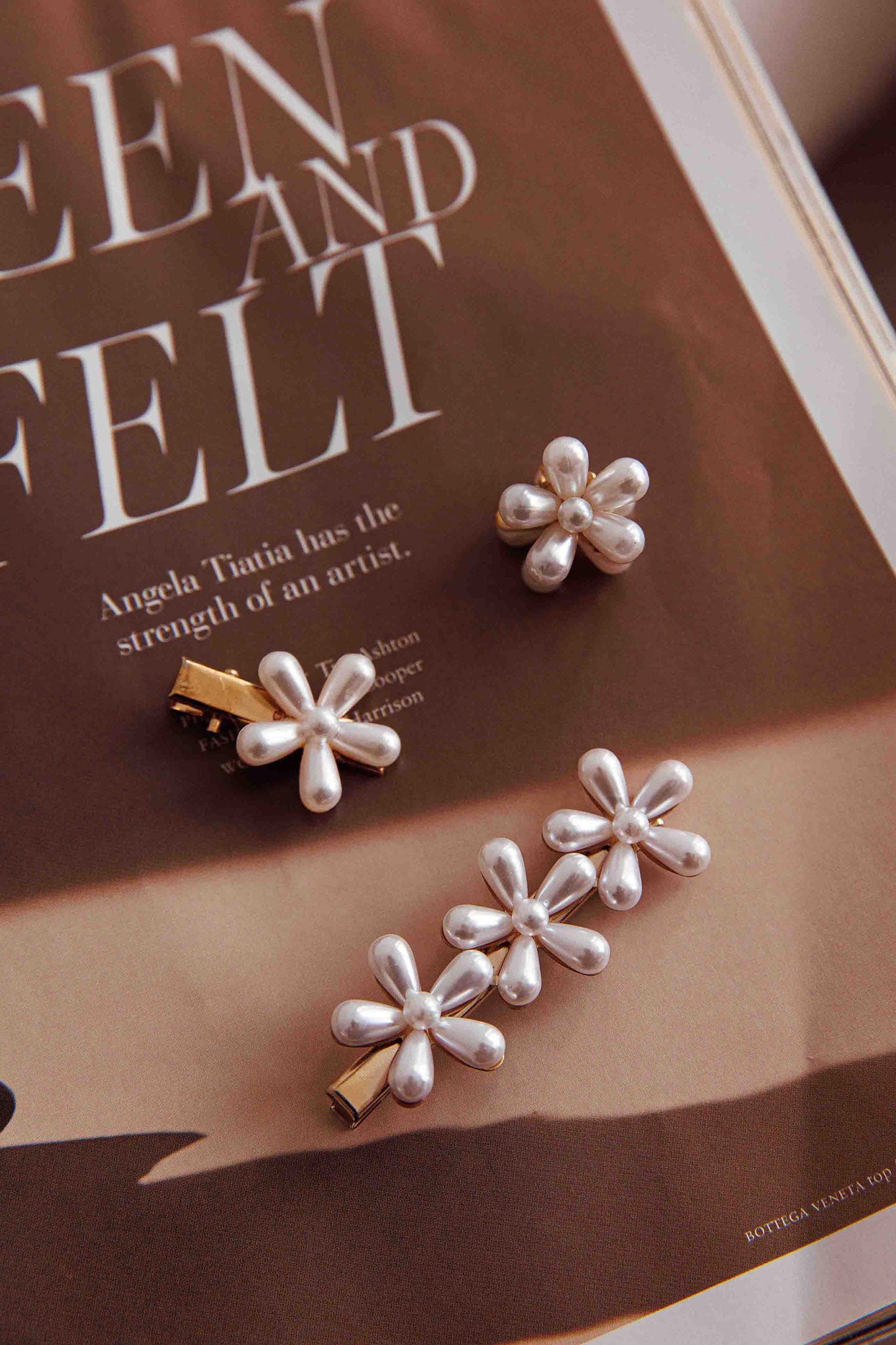 Aurelia Pearl Flower Hairclip Set by Selfie Leslie Australia