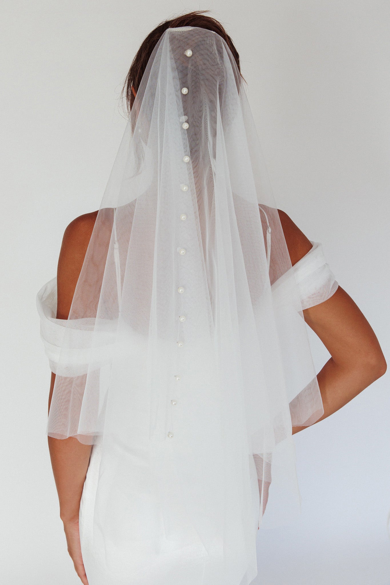 Marina Pearl Accent Veil White by Selfie Leslie Australia