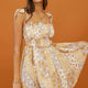 Sunset Bellini Tied Shoulder Ruched Bust Dress Floral Print Yellow Multi