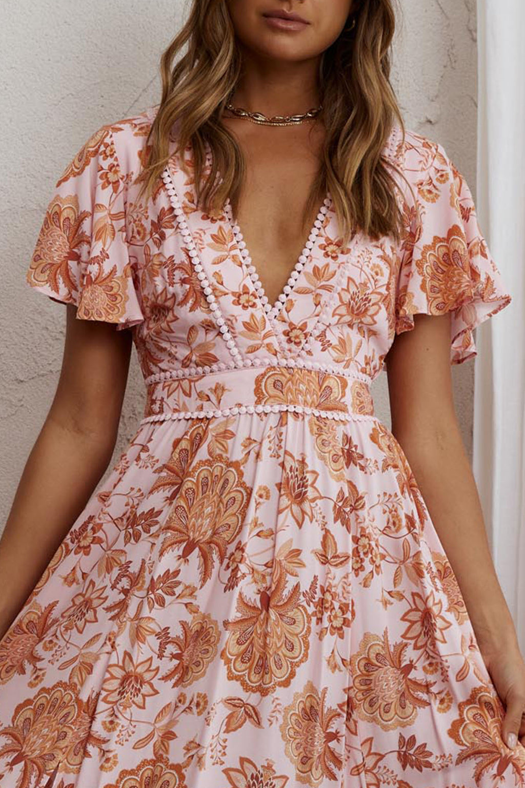 Kailee Short Sleeve Midi Dress Pink/Orange by Selfie Leslie Australia