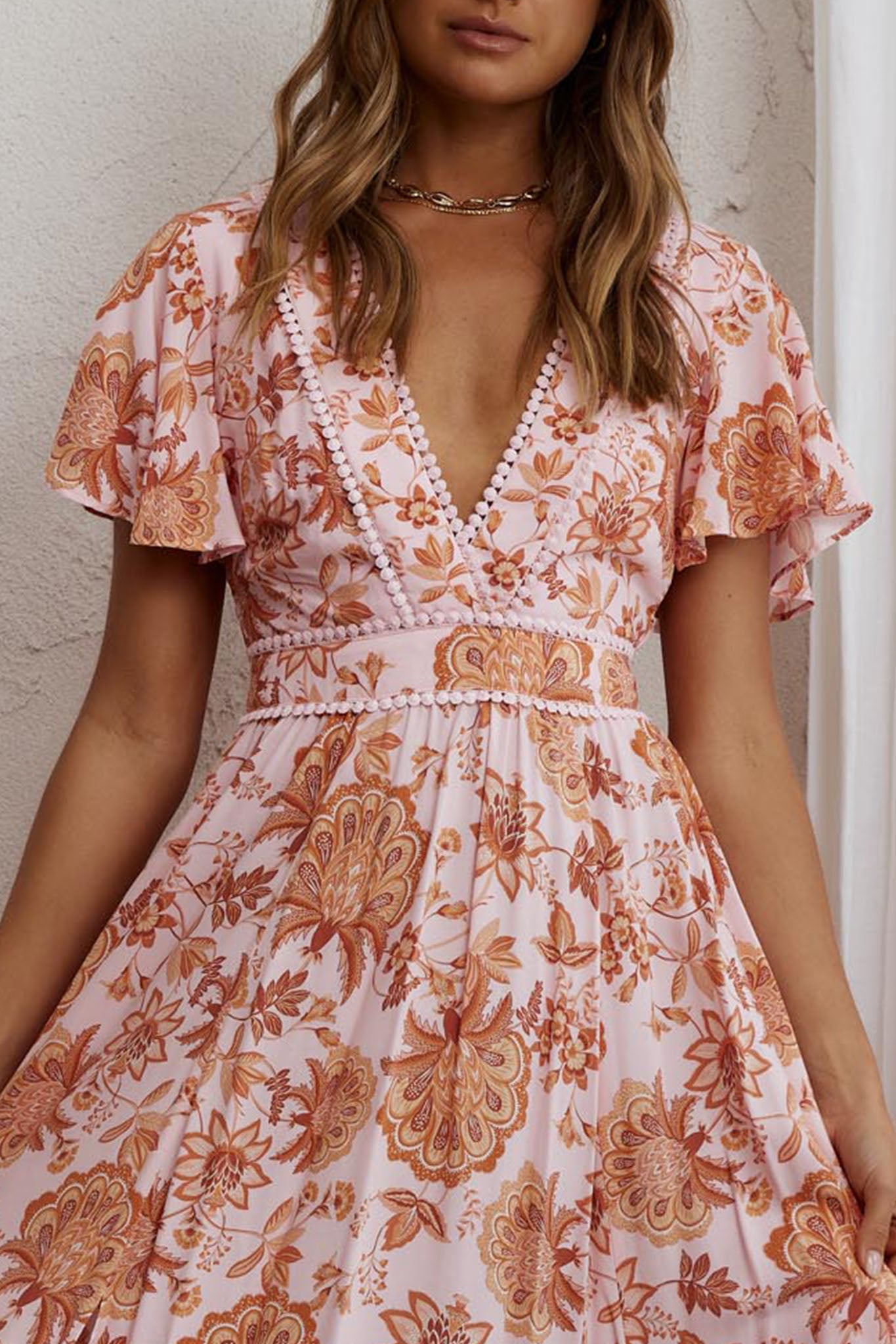 Kailee Short Sleeve Midi Dress Pink/Orange by Selfie Leslie Australia