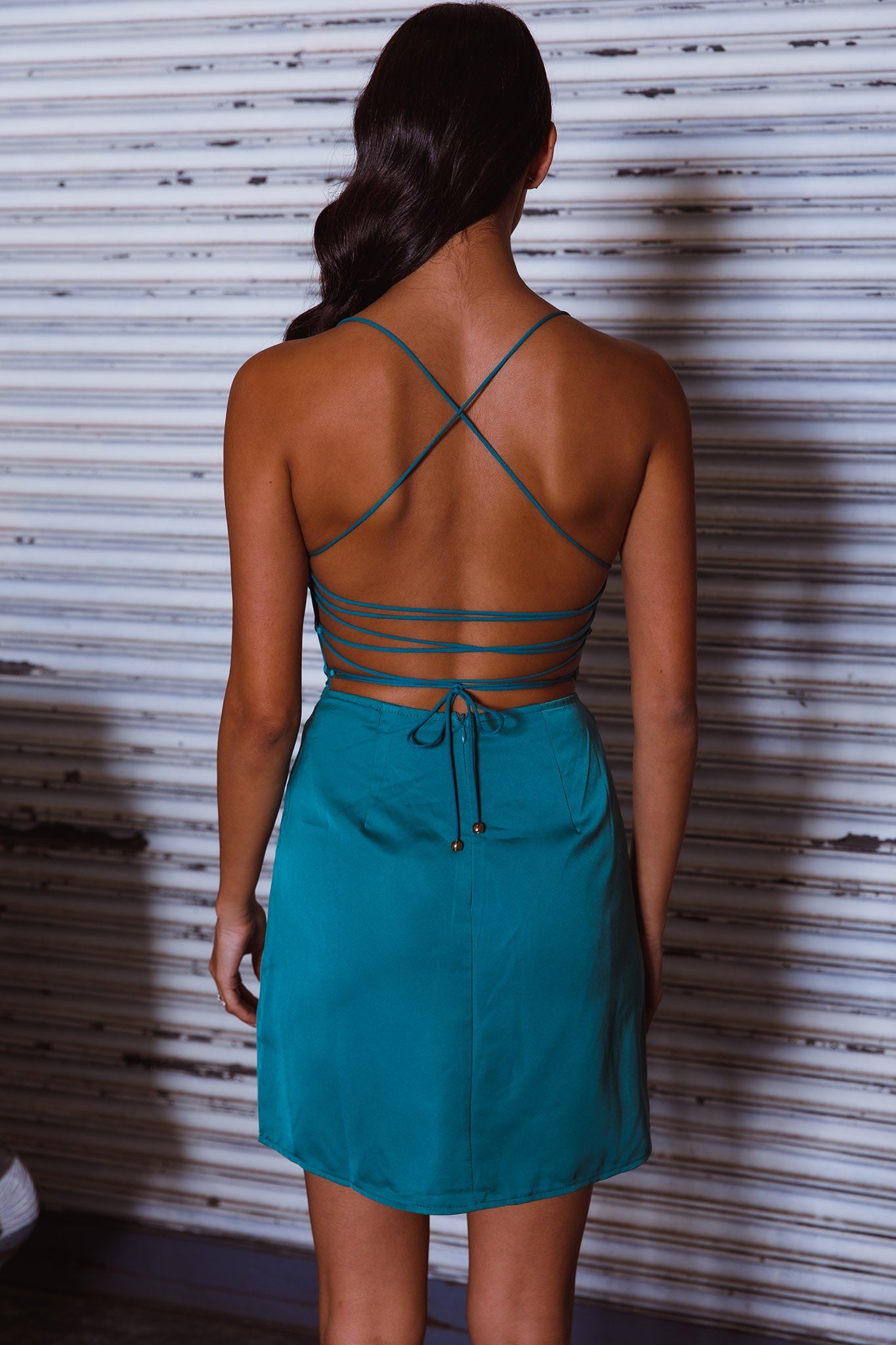 Lost In A Dream Pintuck Bust Mini Dress Green by Selfie Leslie