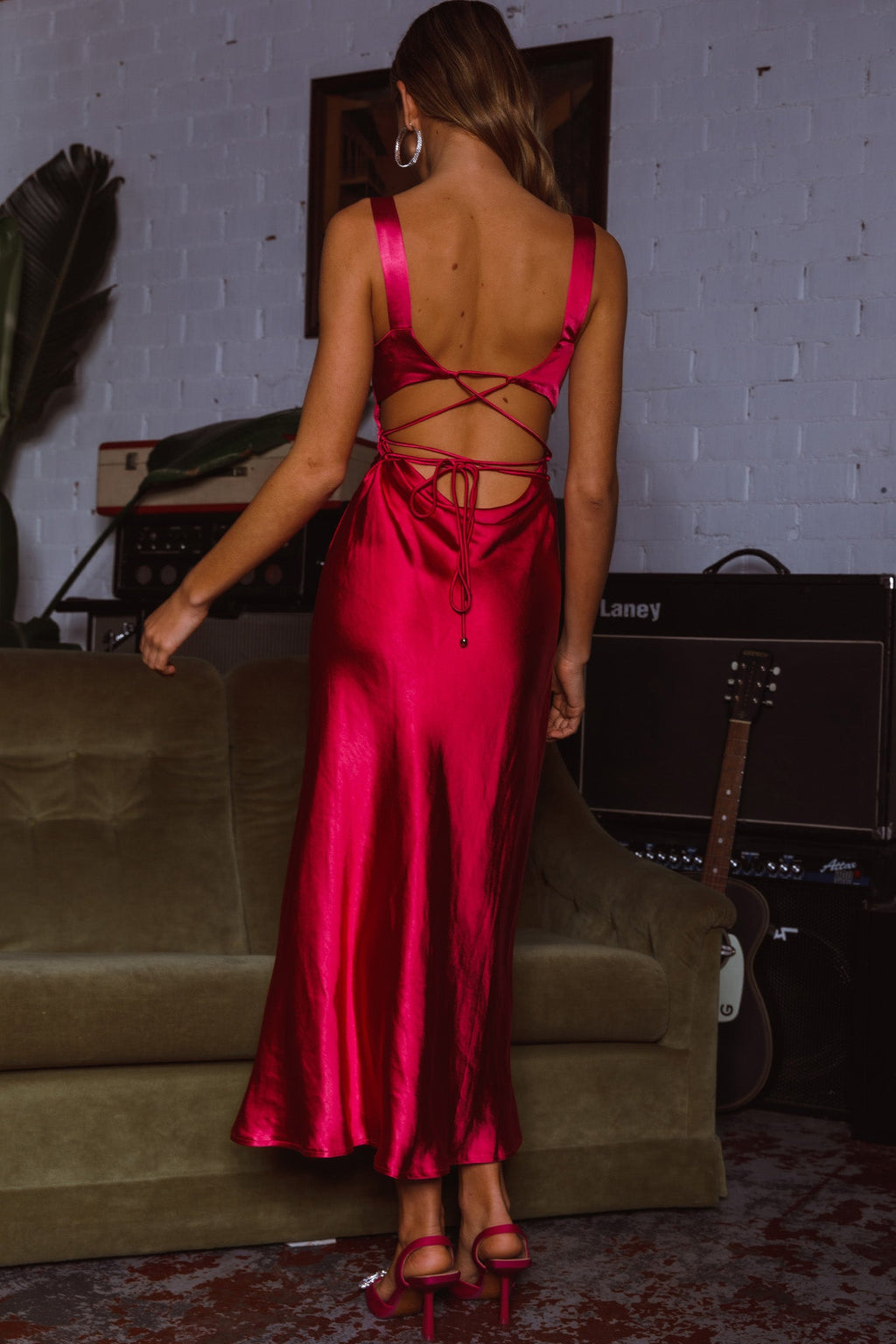 Belle Epoque Drawstring Bust Midi Dress Hot Pink by Selfie Leslie
