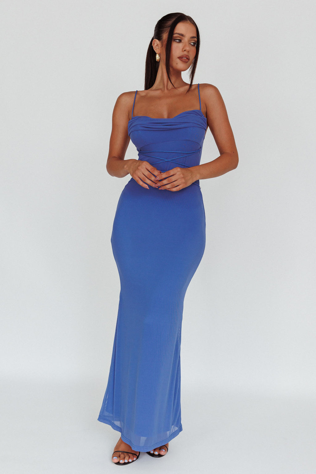 Teava Laced Waist Maxi Dress Blue by Selfie Leslie Australia