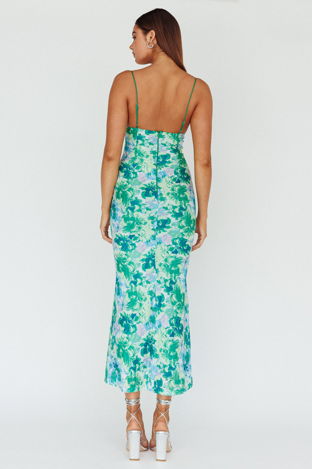 Teava Laced Waist Midi Dress Floral Green by Selfie Leslie Australia