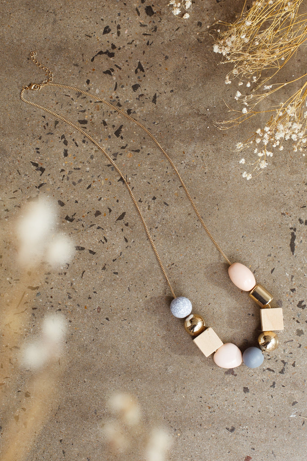 Imogen Mix Bead Necklace Pink by Selfie Leslie