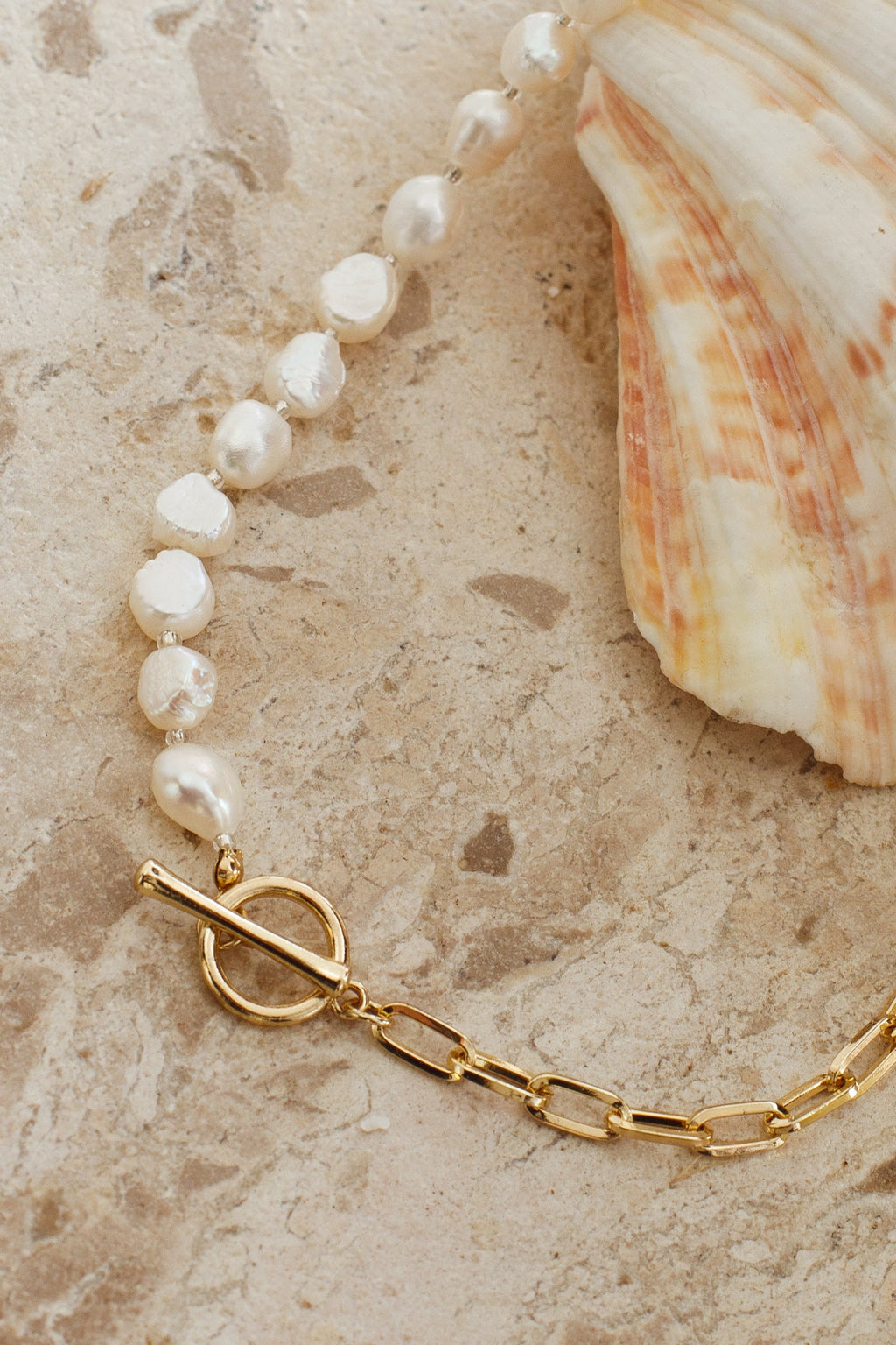 Piper Faux Pearl Necklace Gold by Selfie Leslie
