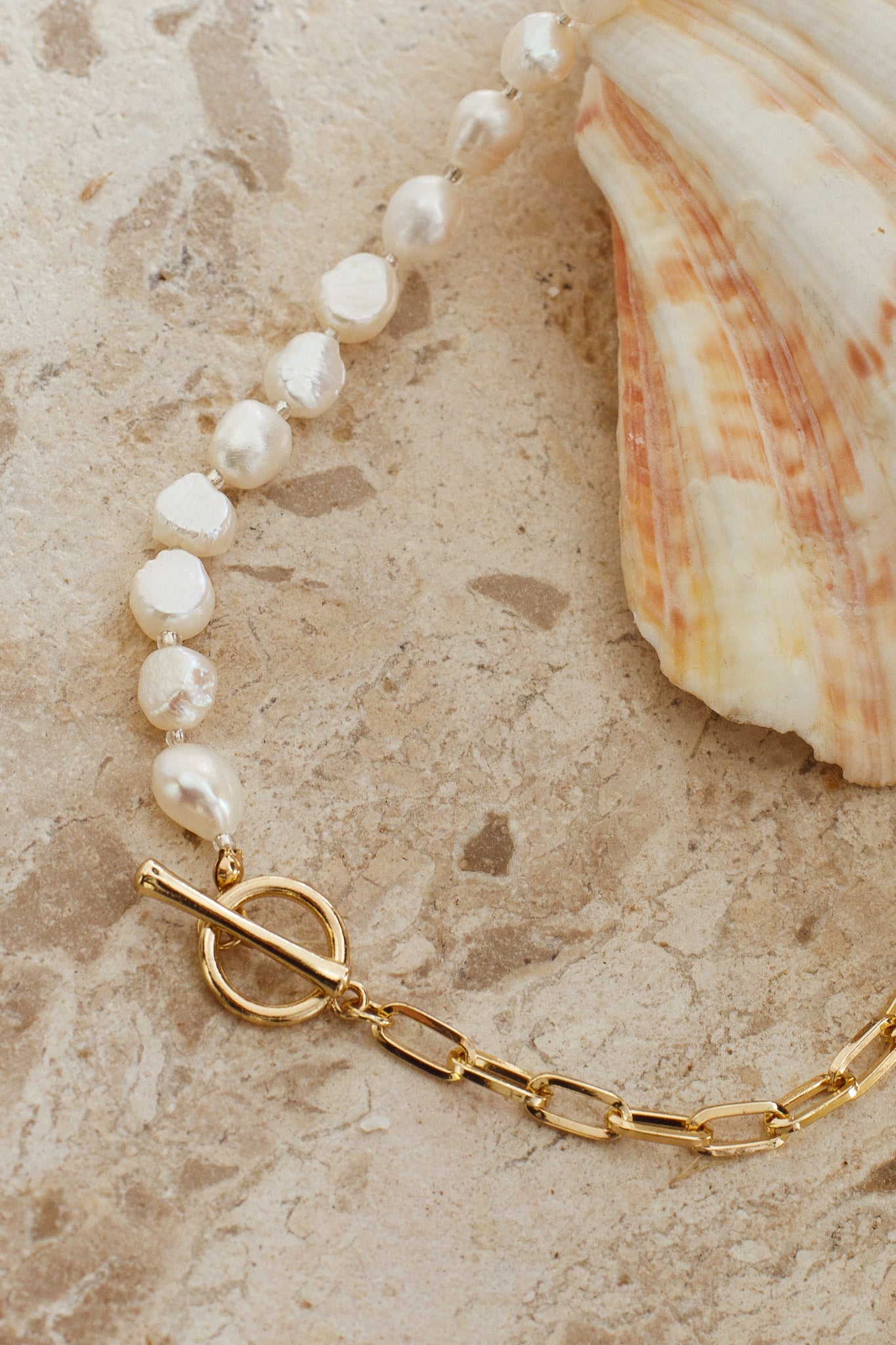 Piper Faux Pearl Necklace Gold by Selfie Leslie