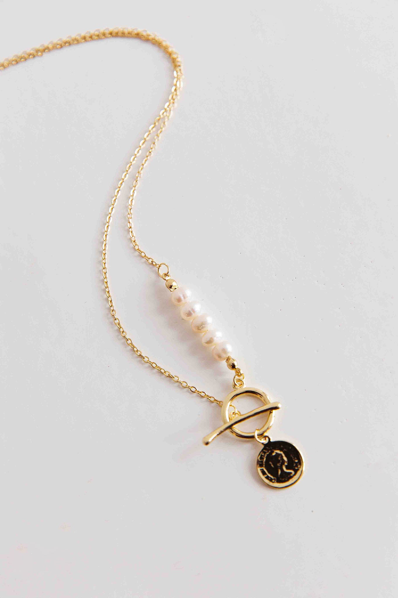 Meliza Pearl & Coin Necklace Gold by Selfie Leslie Australia
