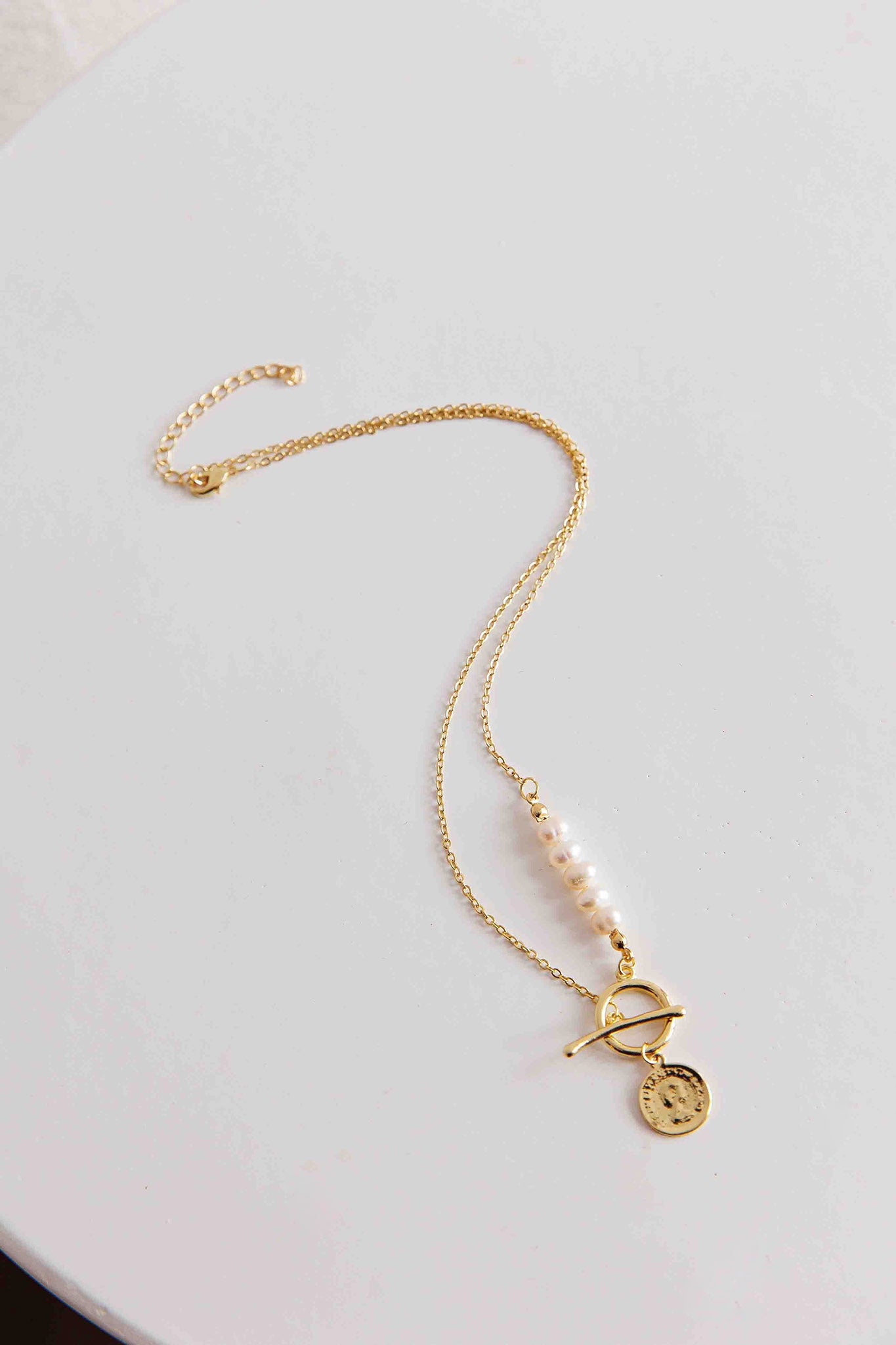 Meliza Pearl & Coin Necklace Gold by Selfie Leslie Australia