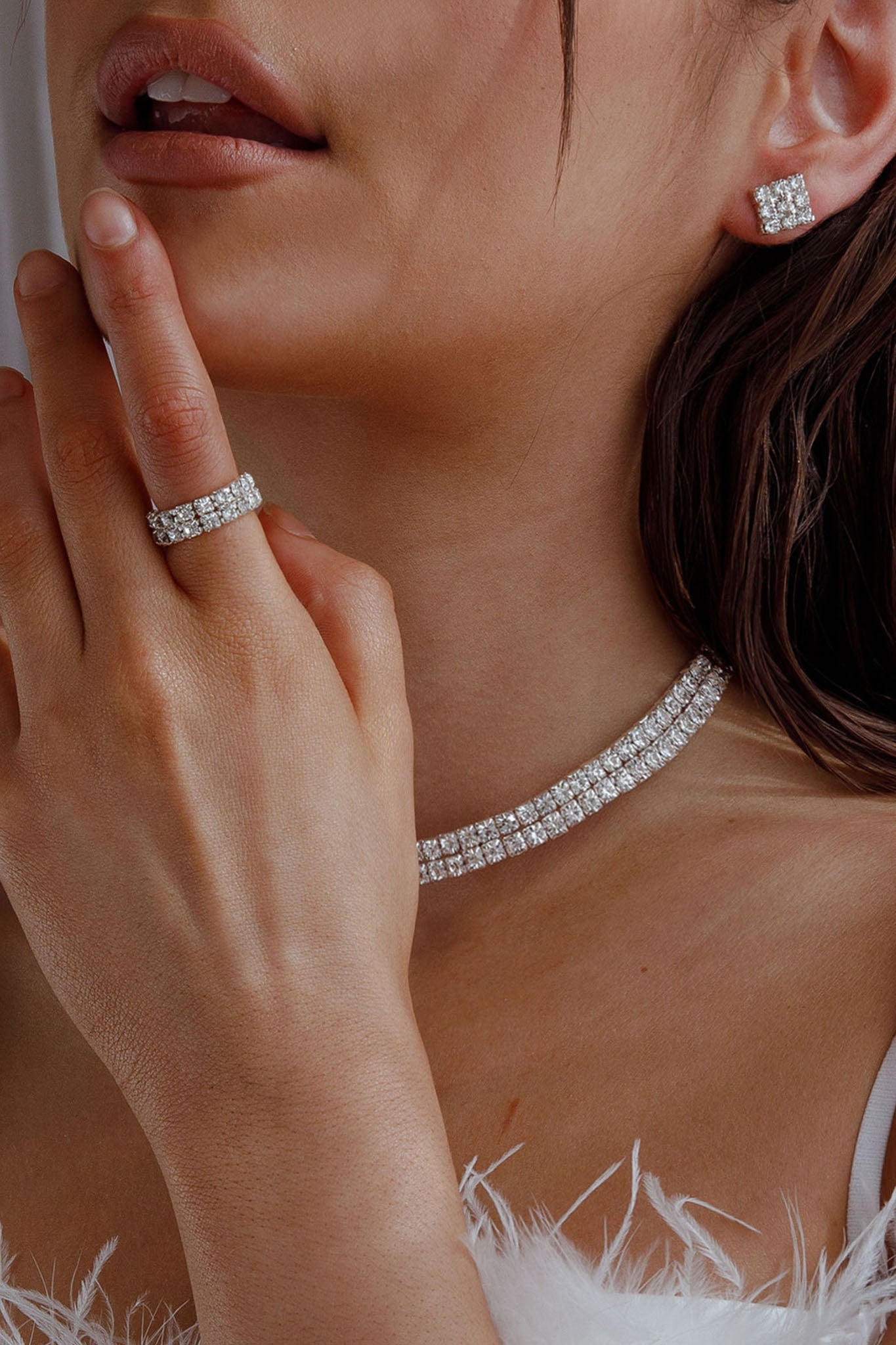 Suite Life Diamante Earrings, Ring and Necklace Set by Selfie Leslie