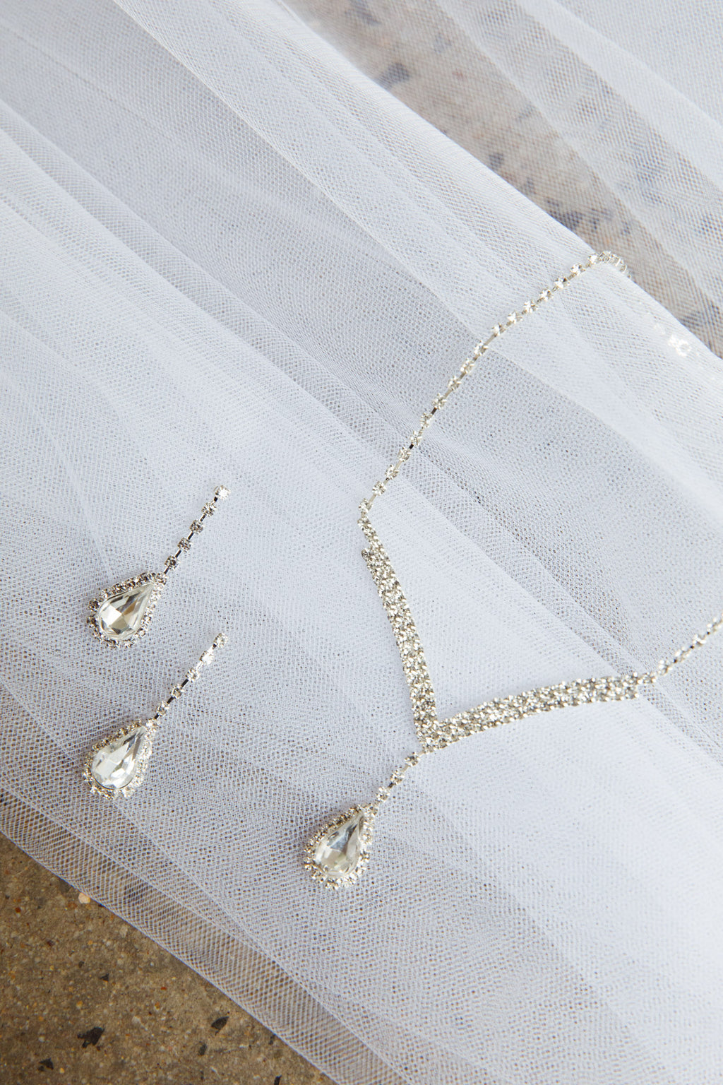 Melissa Diamante Necklace and Earrings Set Silver by Selfie Leslie Australia