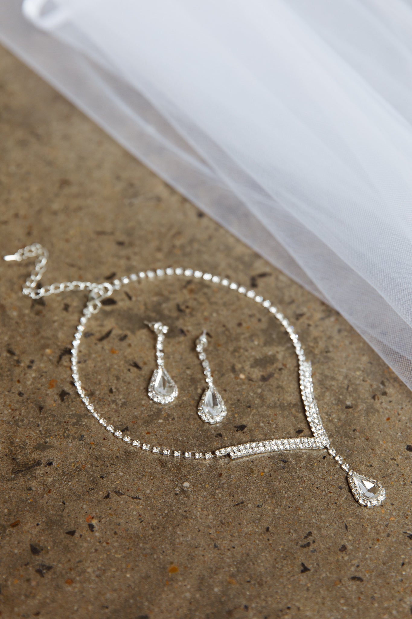 Melissa Diamante Necklace and Earrings Set Silver by Selfie Leslie Australia