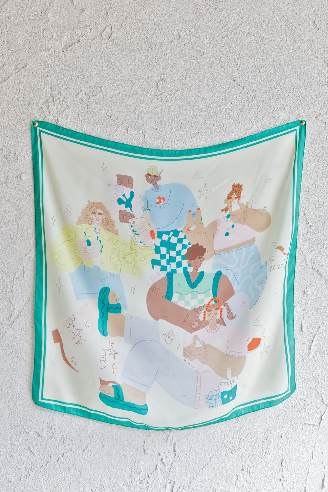 La Residencia Printed Square Scarf Green by Selfie Leslie Australia