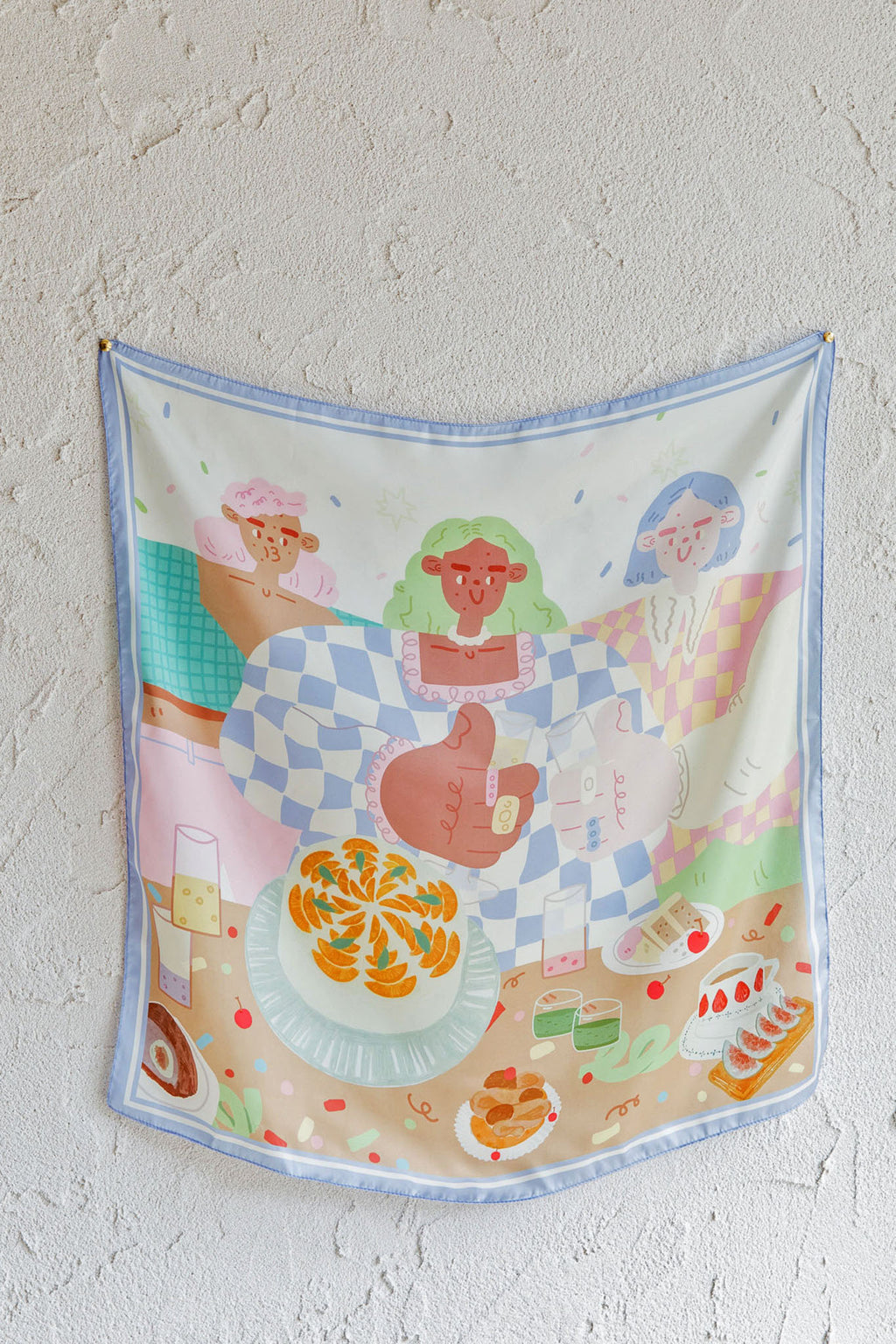 Positano Printed Square Scarf Blue by Selfie Leslie Australia