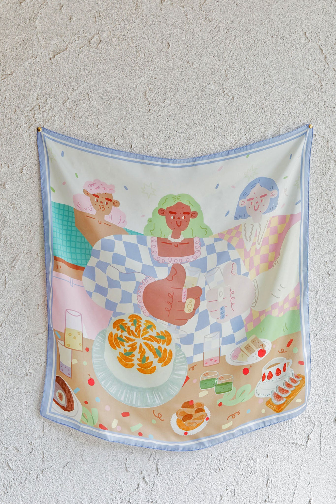 Positano Printed Square Scarf Blue by Selfie Leslie Australia