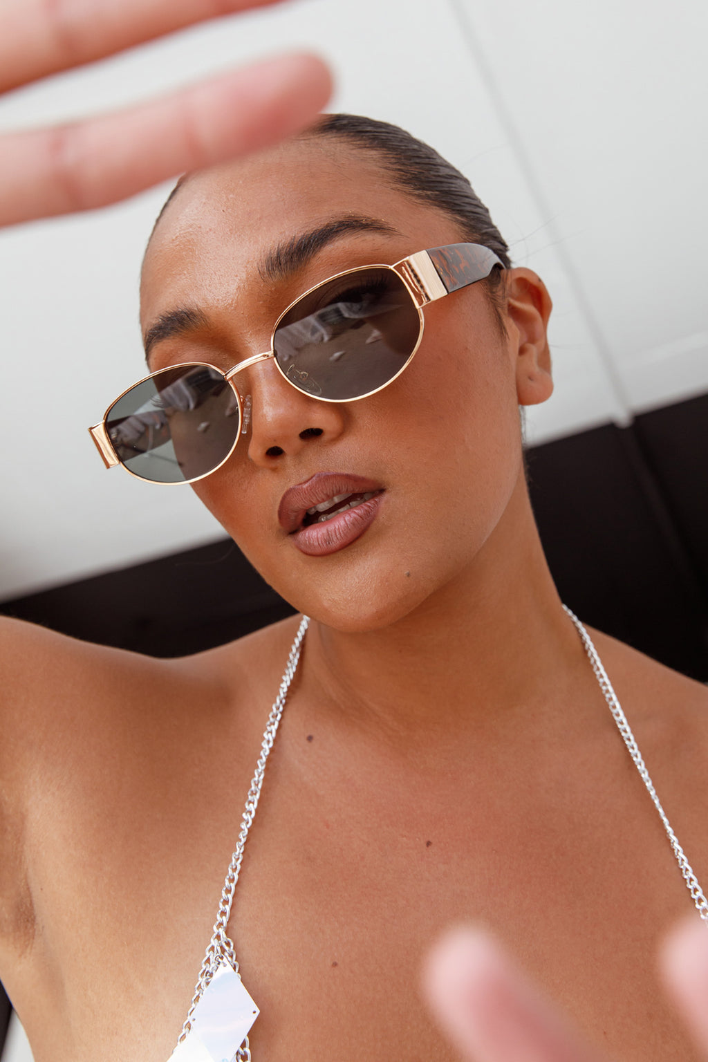 Germa Oval Metal Sunglasses Tort by Selfie Leslie Australia