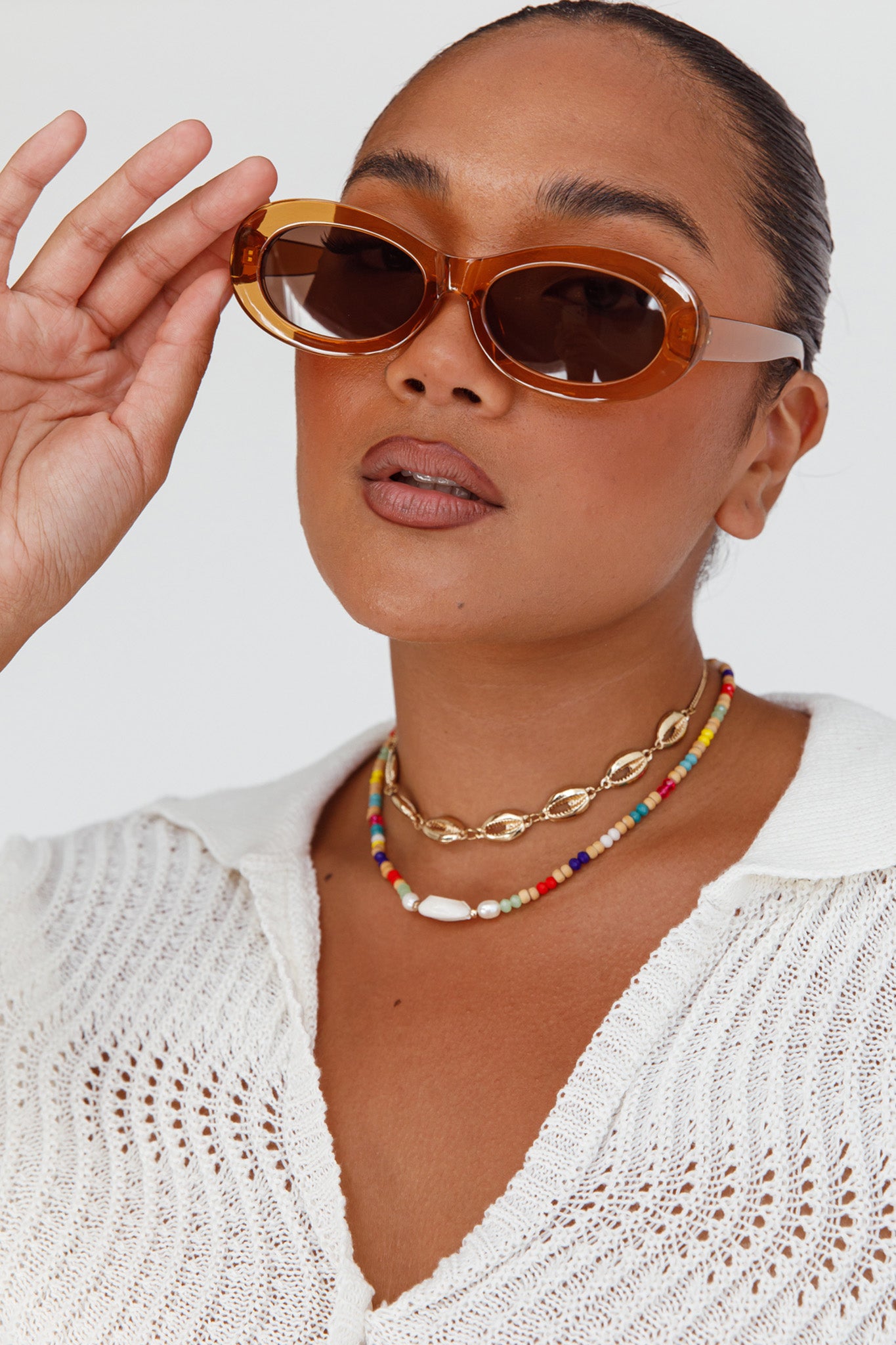 Charlie Neon Oval Sunglasses Tea by Selfie Leslie Australia