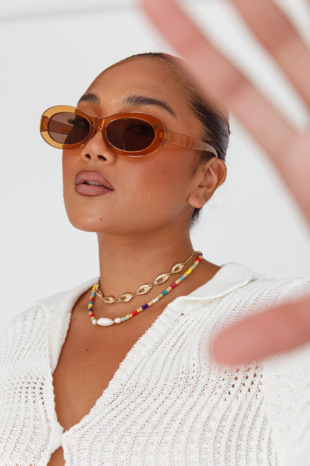 Charlie Neon Oval Sunglasses Tea by Selfie Leslie Australia