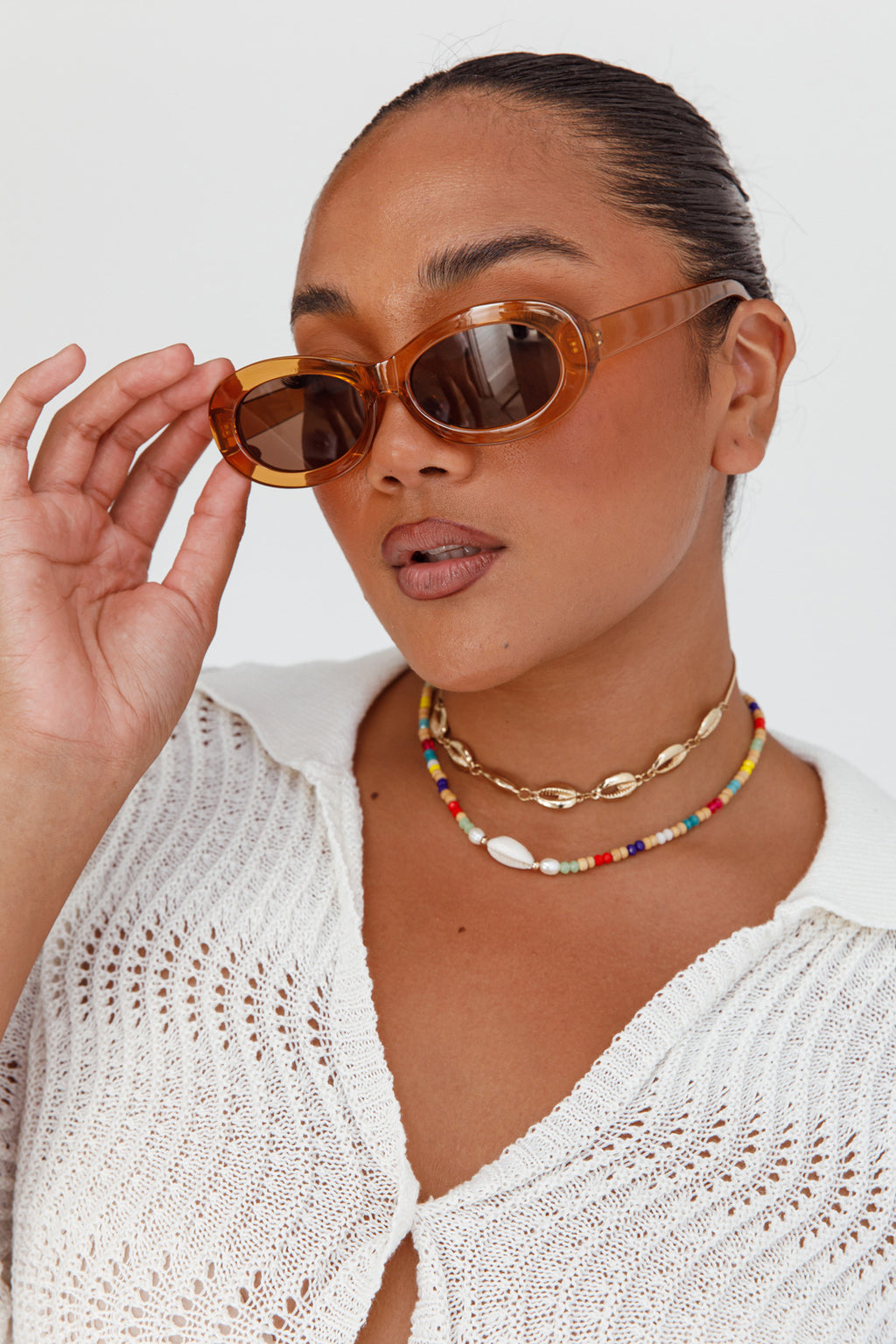 Charlie Neon Oval Sunglasses Tea by Selfie Leslie Australia