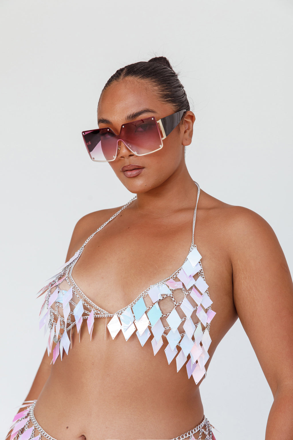 Fiery Square Frame Sunglasses Red by Selfie Leslie Australia