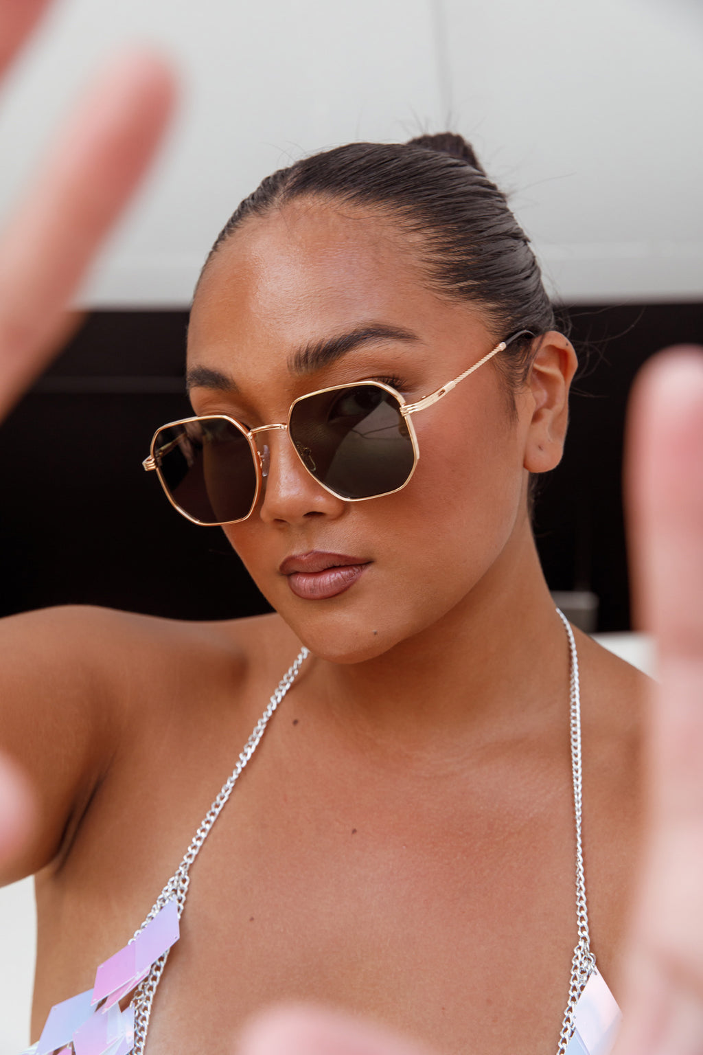 Sahara Aviator Sunglasses Black by Selfie Leslie Australia
