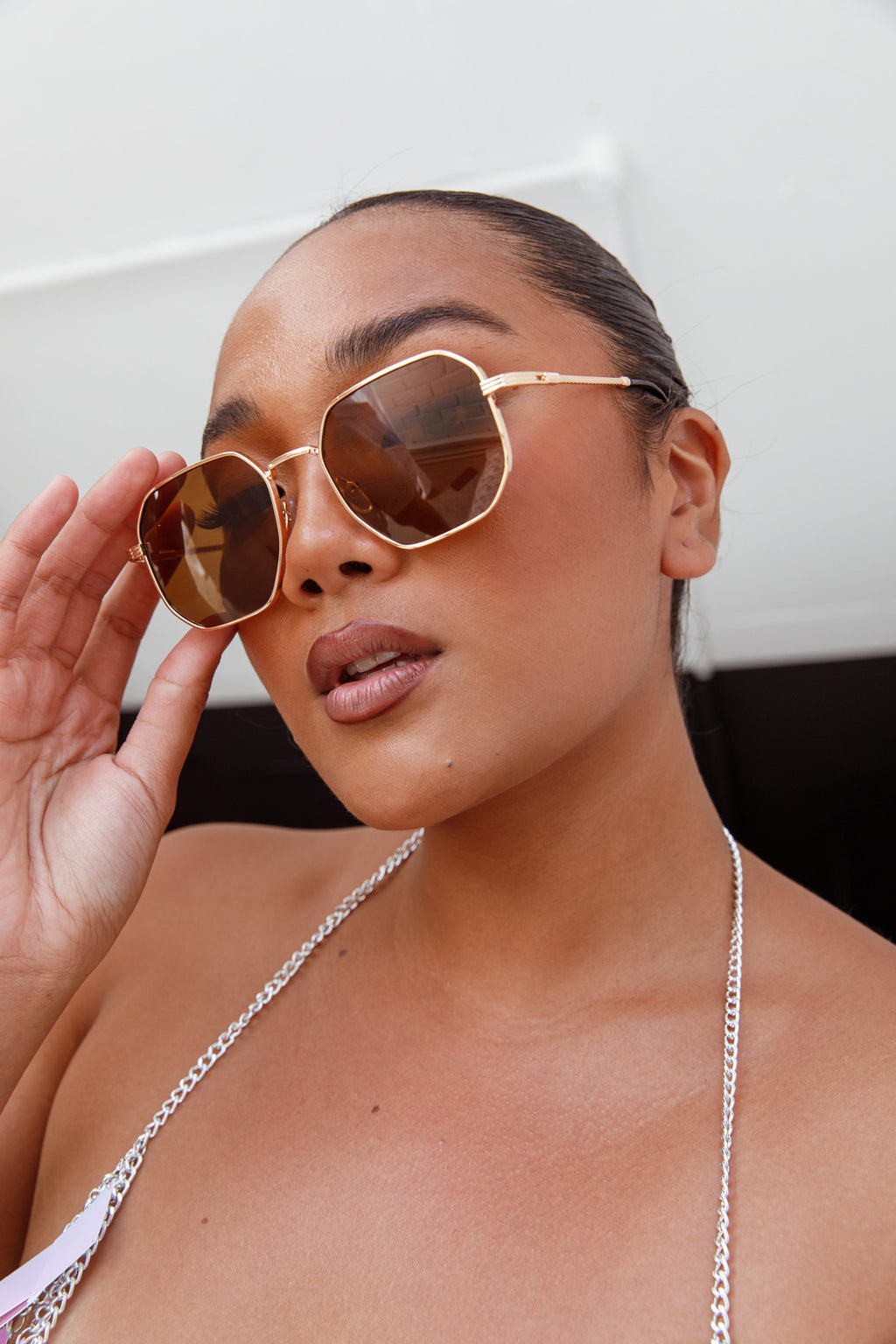Sahara Aviator Sunglasses Tea by Selfie Leslie Australia