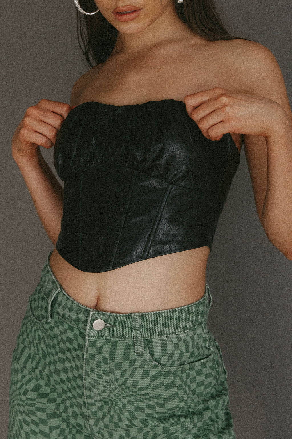 Erikah Strapless Corset Crop Top Black by Selfie Leslie Australia