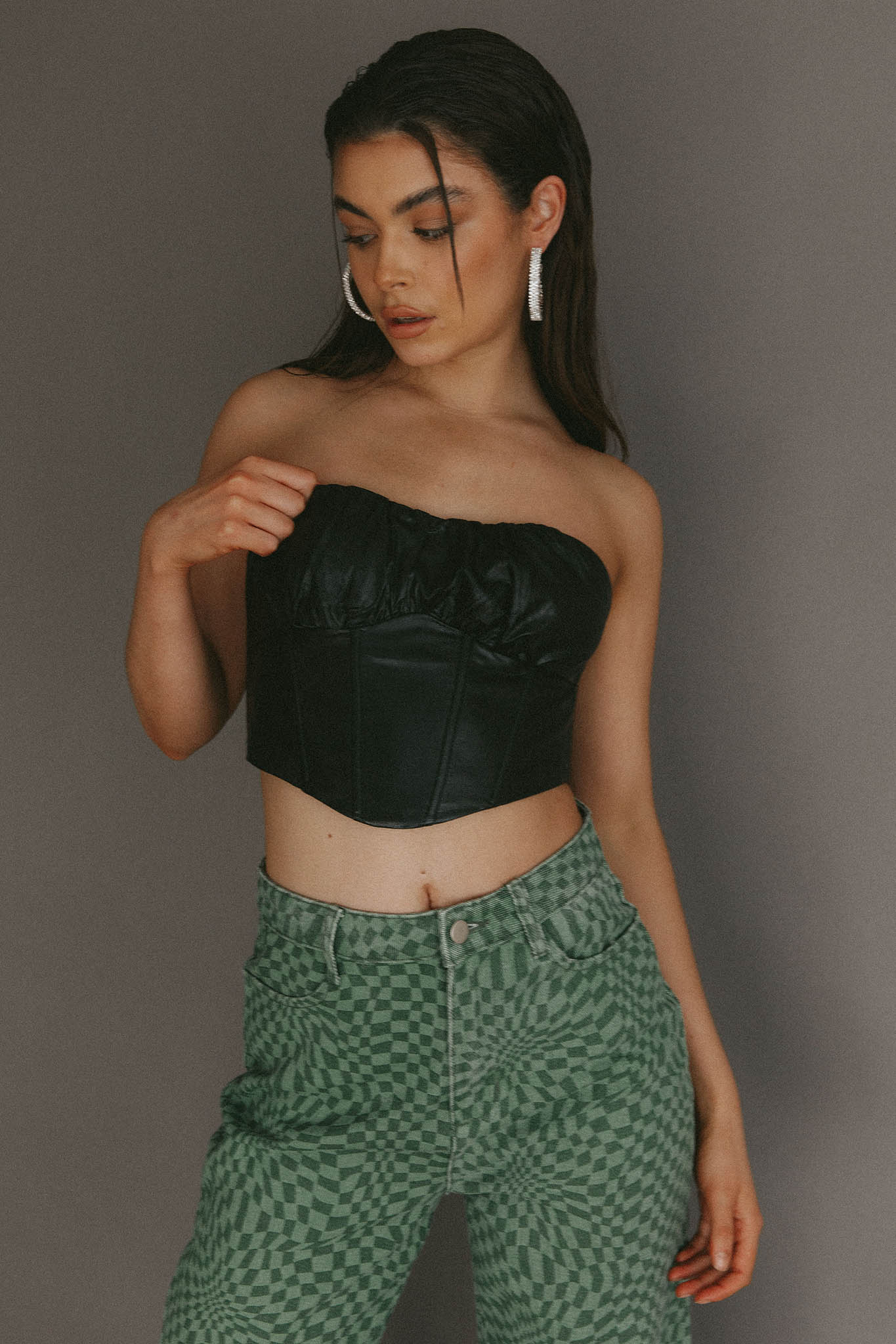 Erikah Strapless Corset Crop Top Black by Selfie Leslie Australia