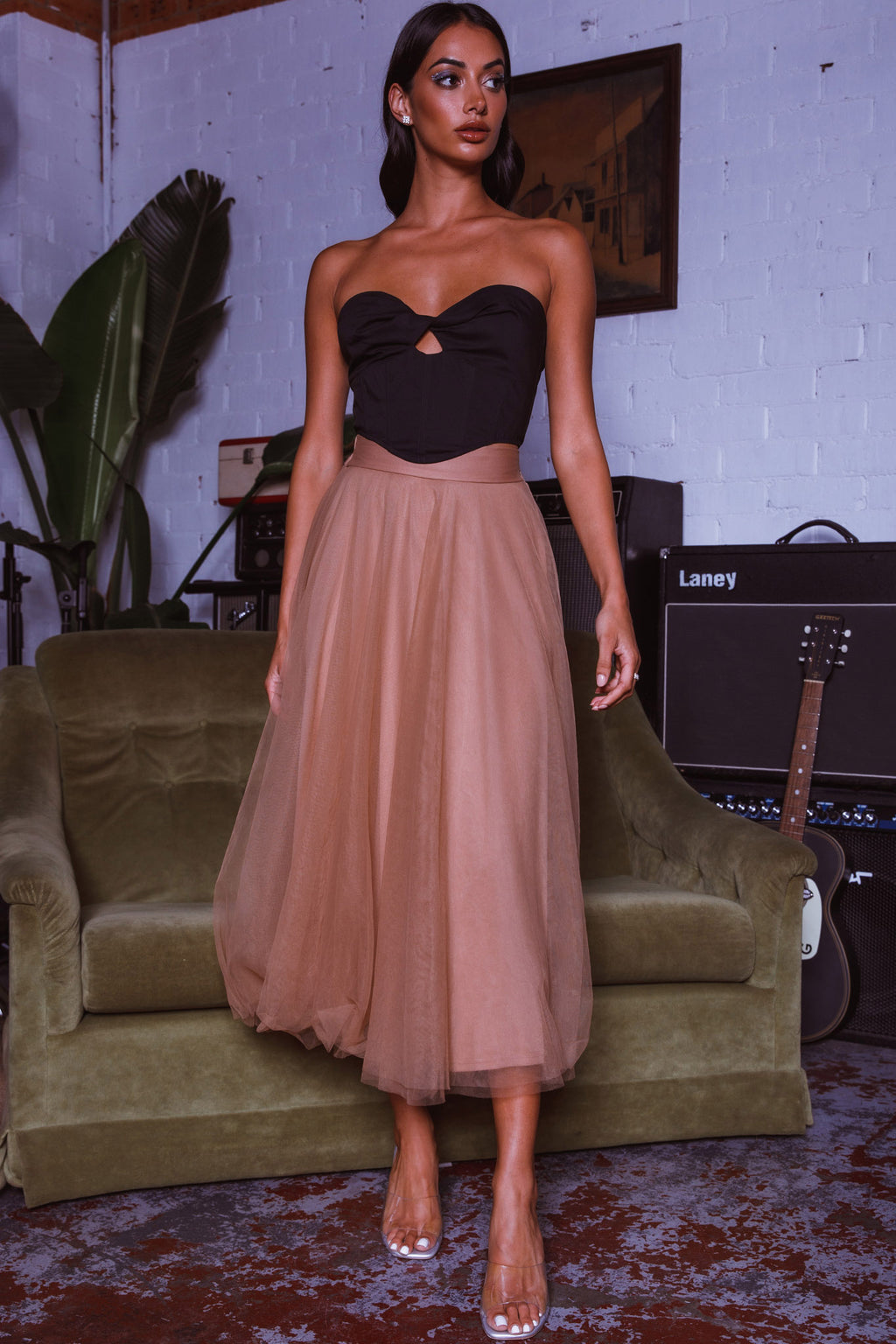 Think Twice Strapless Twist Top Black by Selfie Leslie