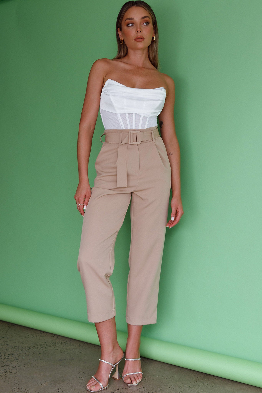 Chance Encounter Straight Leg Pants Latte by Selfie Leslie